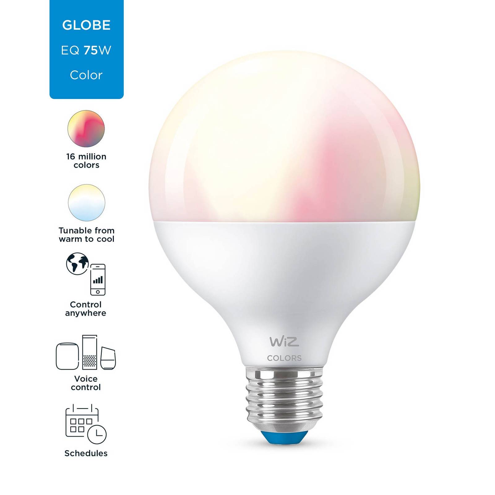 WiZ G95 ampoule LED E27 11W globe mat RGB