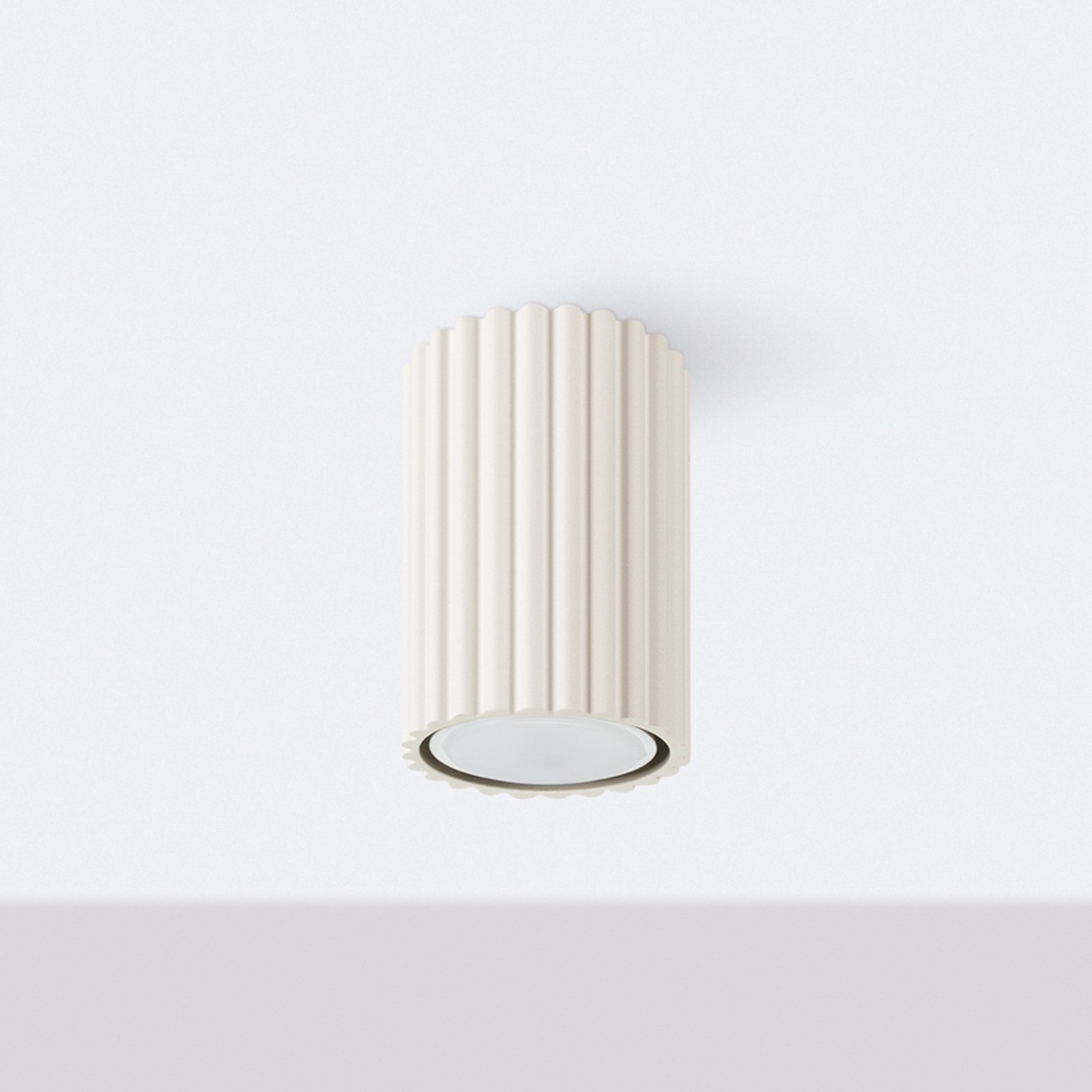 Deckenleuchte Karbon, beige, Höhe 10 cm, Aluminium