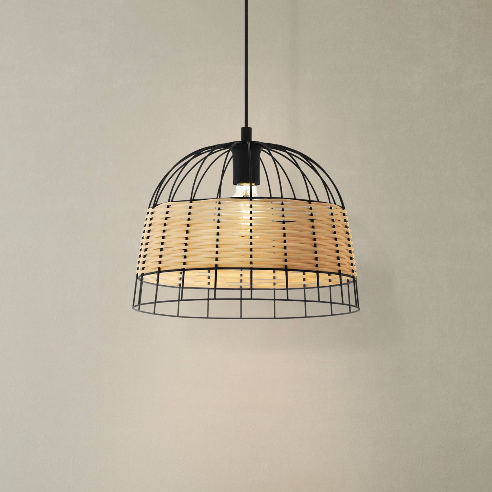 EGLO Suspension Anwick en acier/rotin, Ø 37 cm