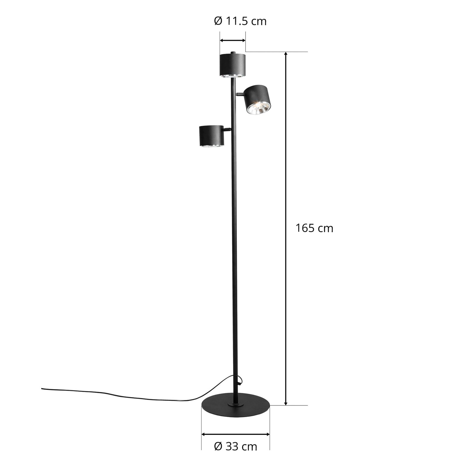 Taklampa 1047, 3 lampor, svart