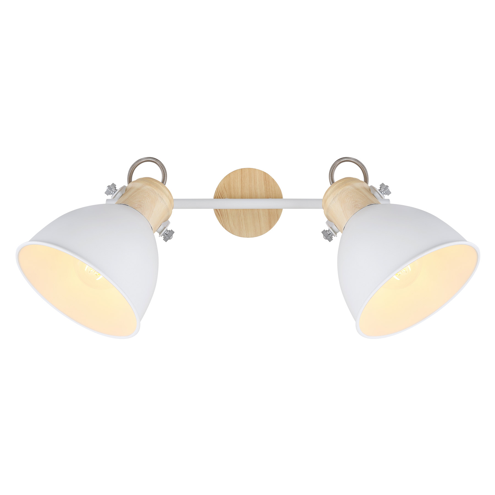 Plafondlamp Wiho van metaal wit/houtoptiek 2-lamps