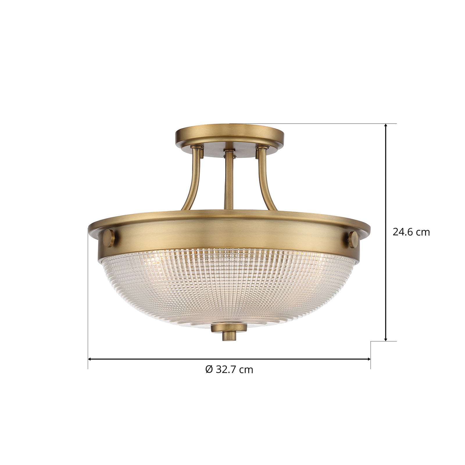 Mantle loftlampe, gammelt messing, 33 cm, glas – QUOIZEL