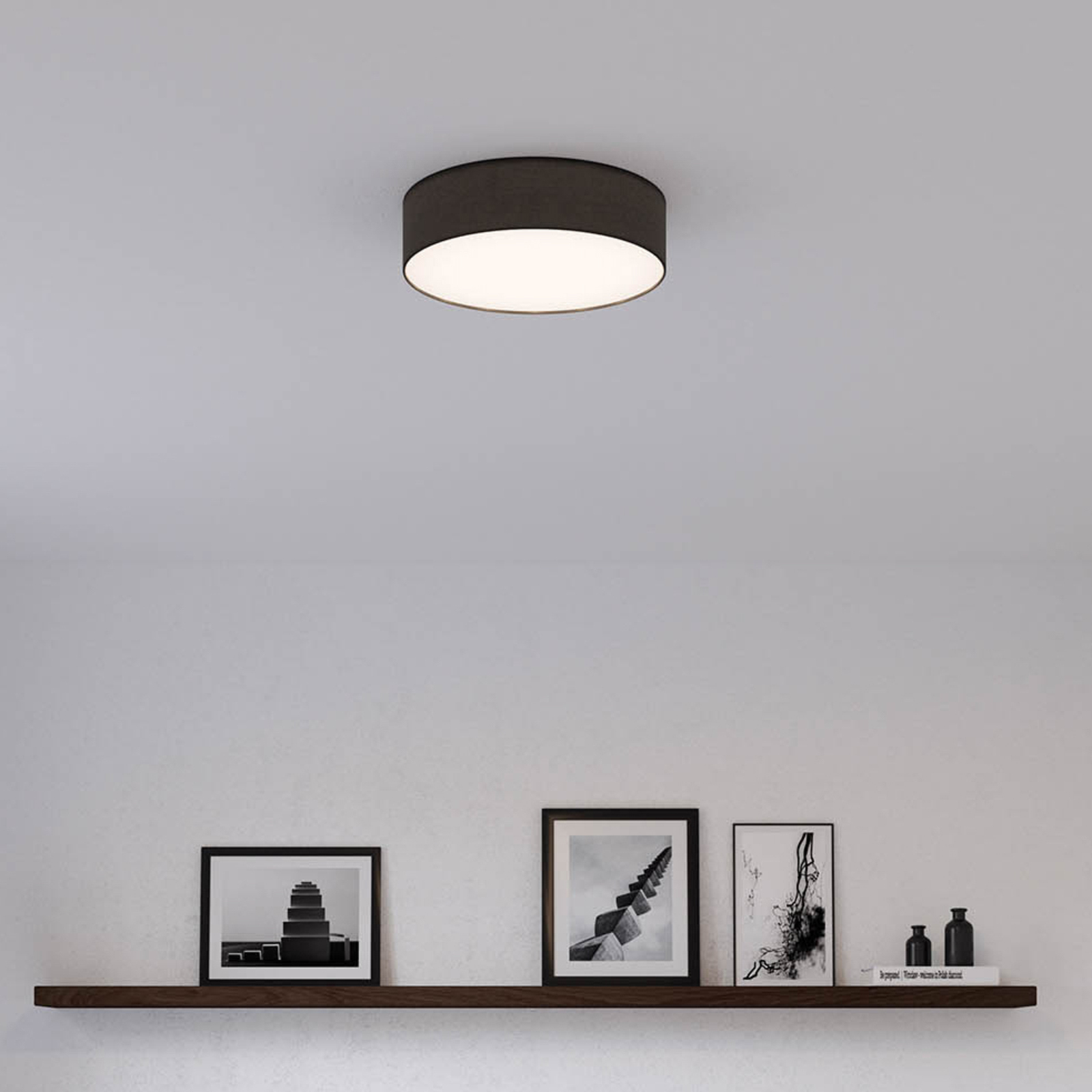 Loftslampe Ceiling Dream, Ø 40 cm, tekstil, sort