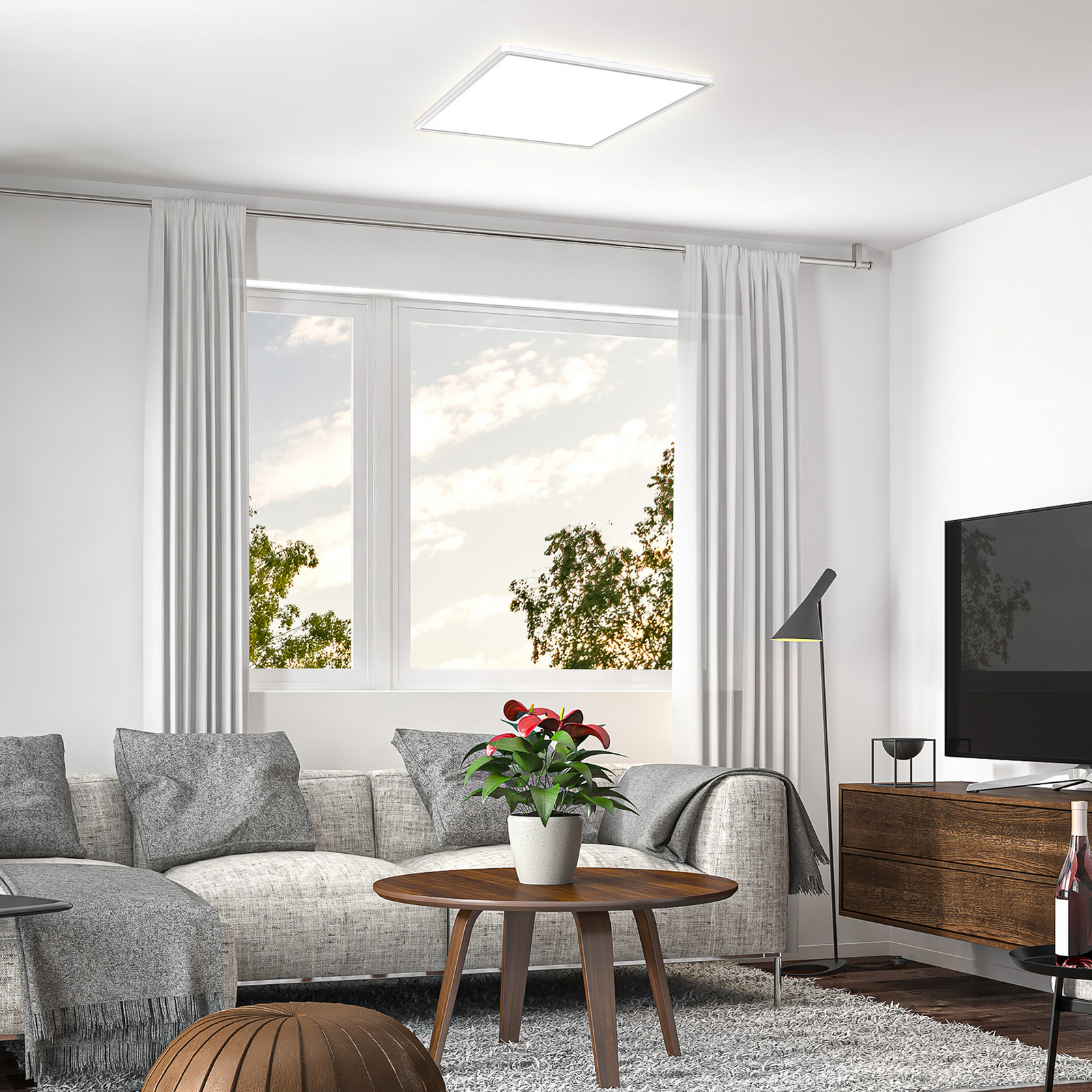 LED paneel Eki, 42 x 42 cm, wit, dimbaar, achtergrondverlichting, 4.000K