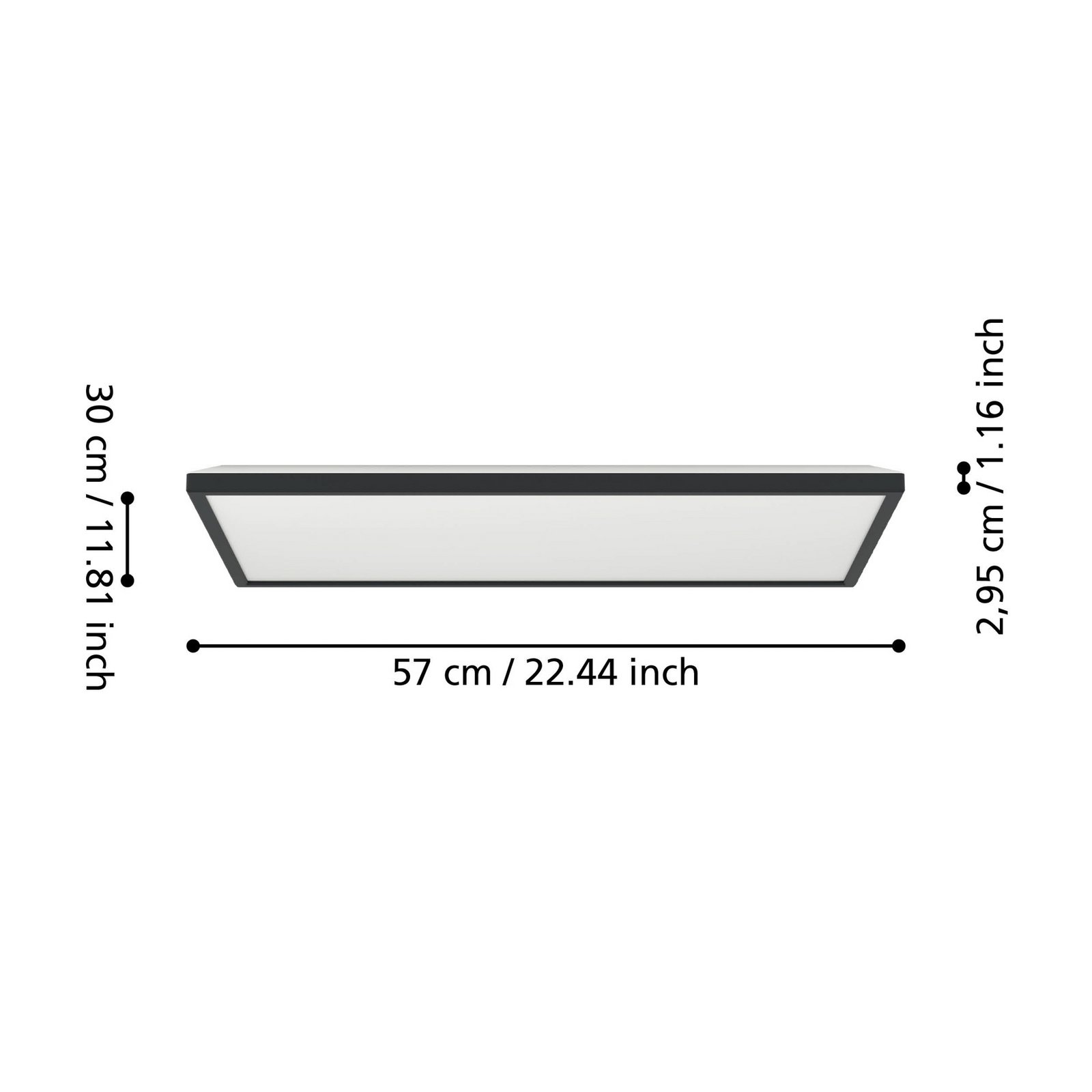 EGLO connect LED ceiling light Rovito-Z, black, 57 x 30 cm