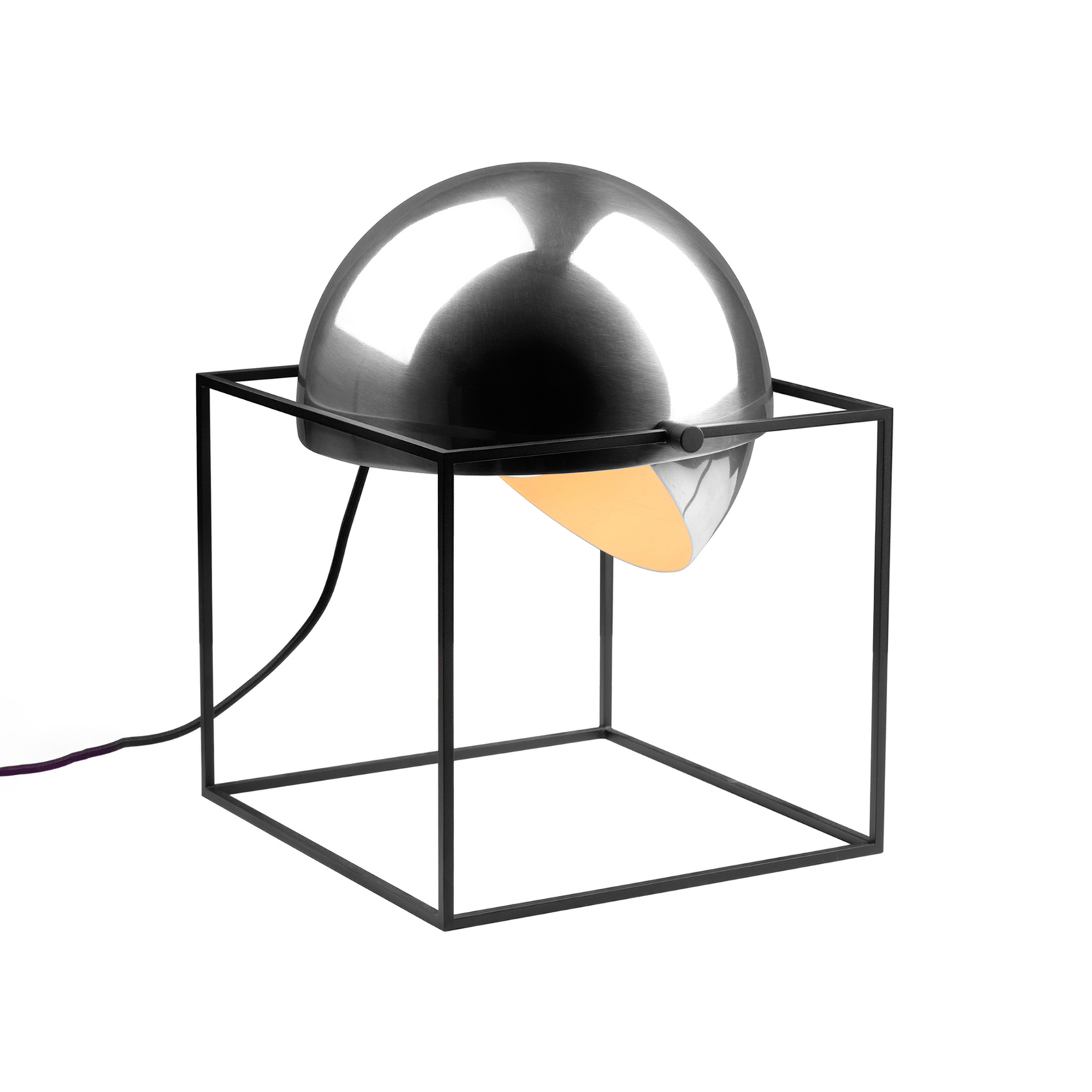 Lámpara de mesa El Cubo, esférica, cromo