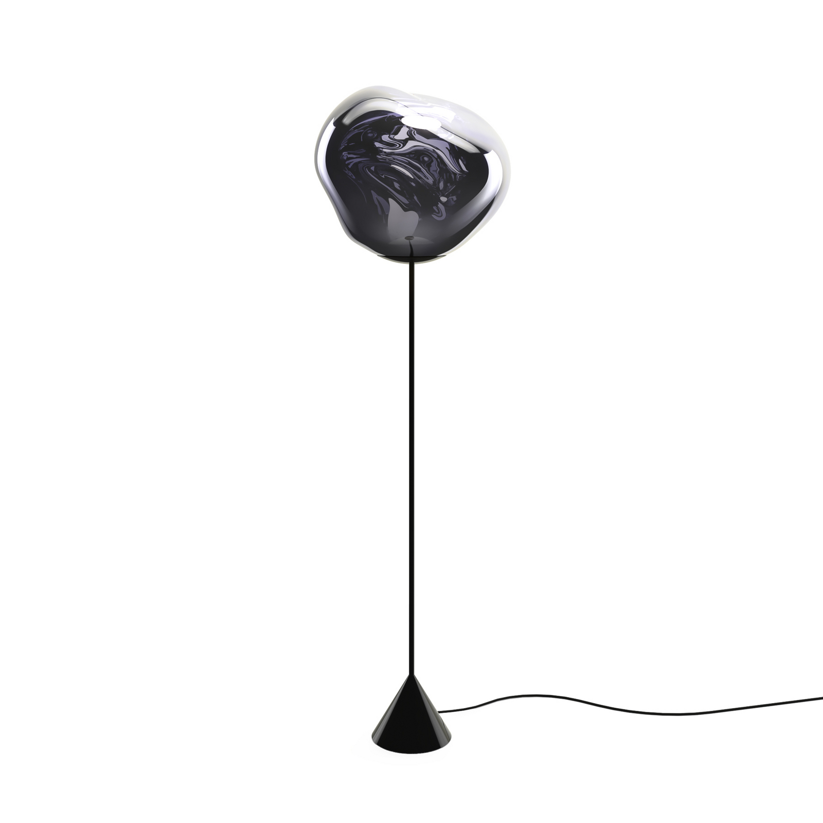 Lámpara de pie LED Melt Cone Slim de Tom Dixon, gris humo, 180 cm