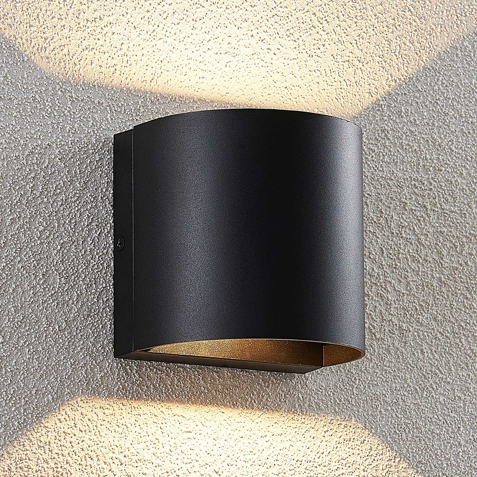 Lindby Gladis LED outdoor wall light, aluminium, glass, 3 W, energy efficiency: A+, W: 12 cm, H: 12 cm