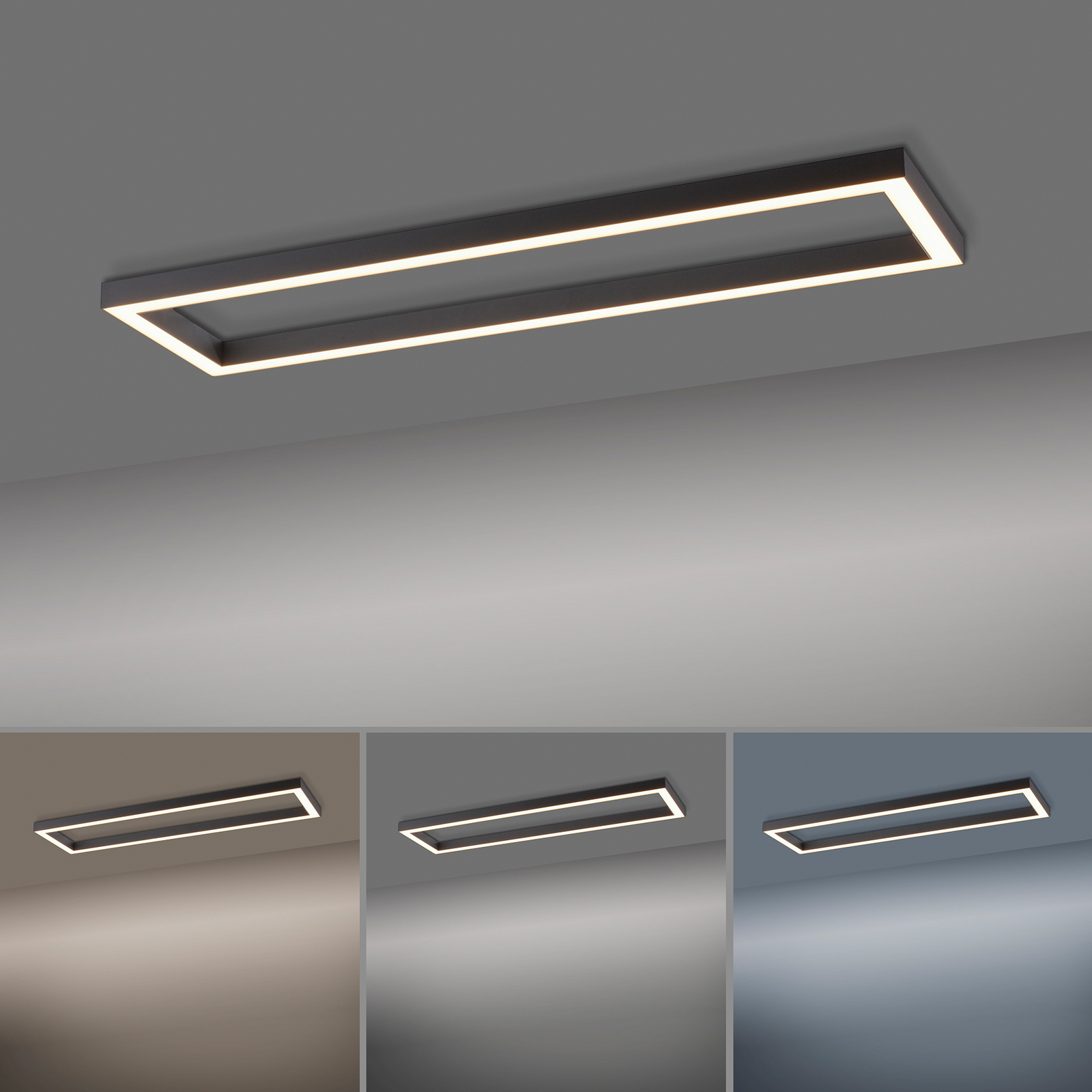 PURE Lines plafonnier LED, angulaire, anthracite