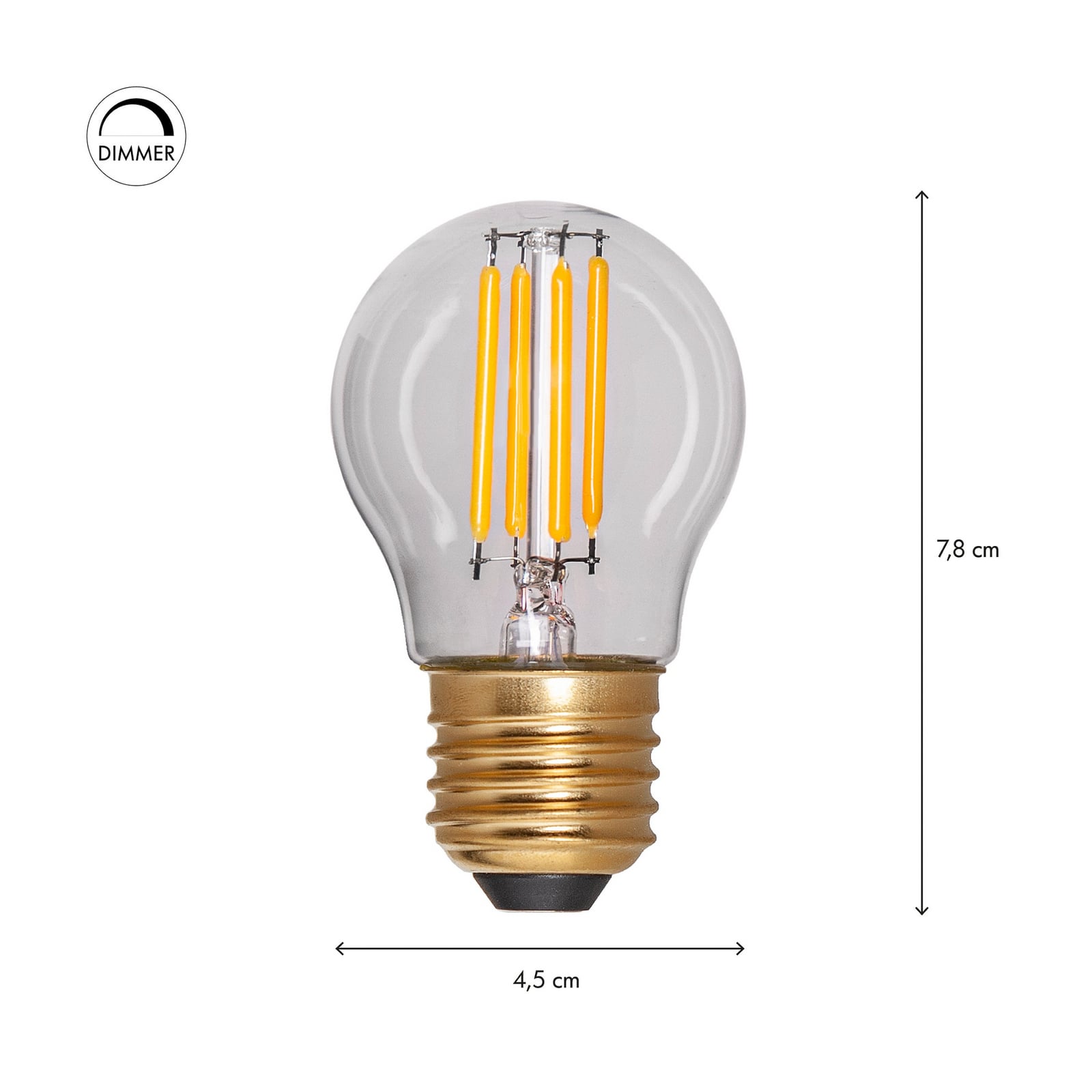 Amploule LED Soft Glow E27 G45, 250 lm, 3 W, 2100 K, transparente, à intensité Amploule LED Soft Glow E27 G45, 250 lm, 3 W, 2100 K, transparente, à intensité