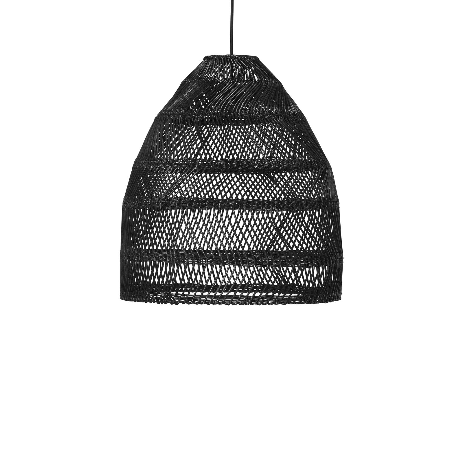 PR Home Piekaramā lampa Maja, rotangs, melna, Ø 45 cm