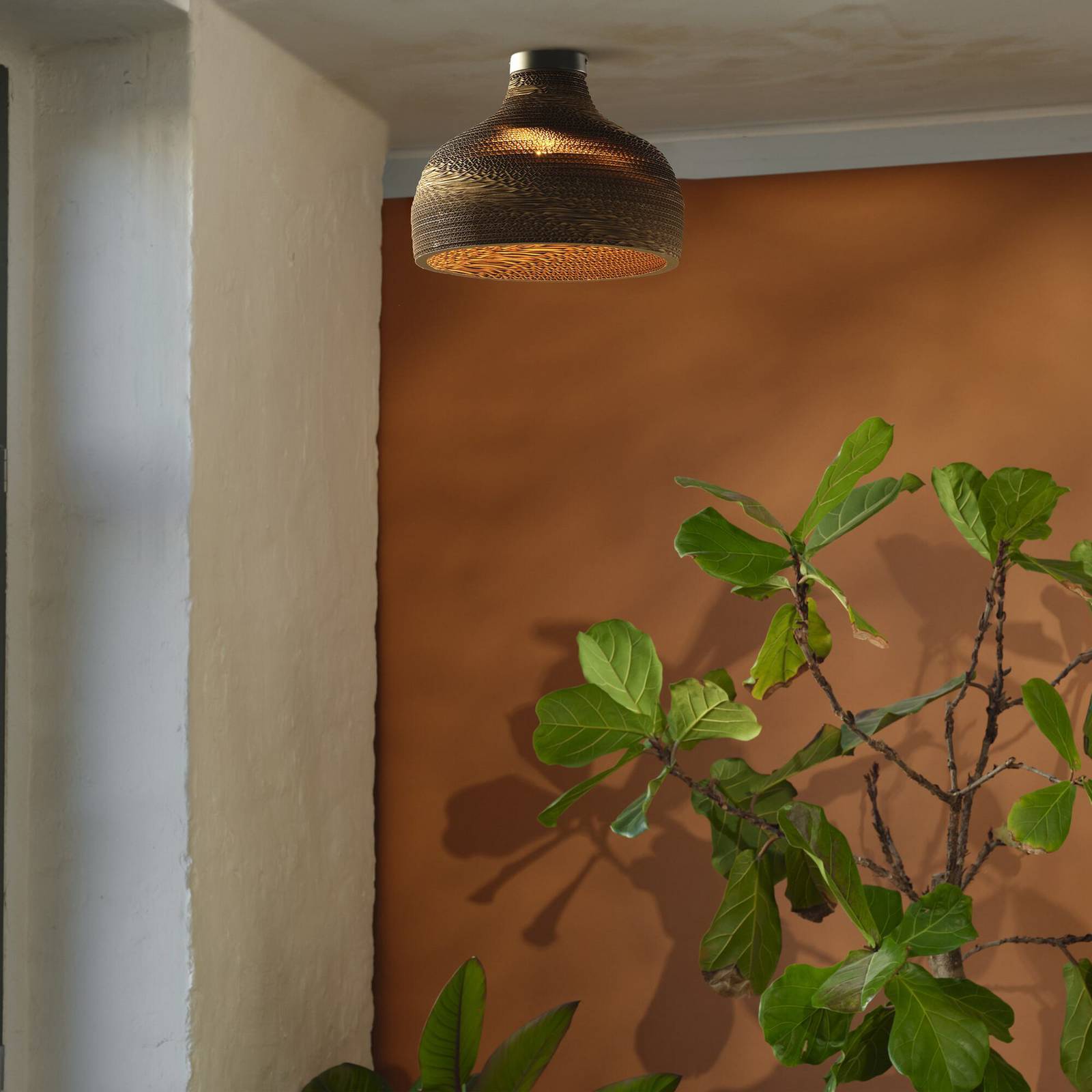 Lampa sufitowa OSRAM HAT, brązowa, Ø 36 cm, tektura falista, E27