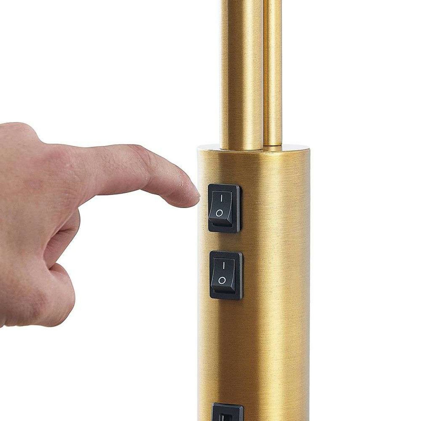 Lindby Lampadaire Aovan, couleur bronze, tablette, port USB