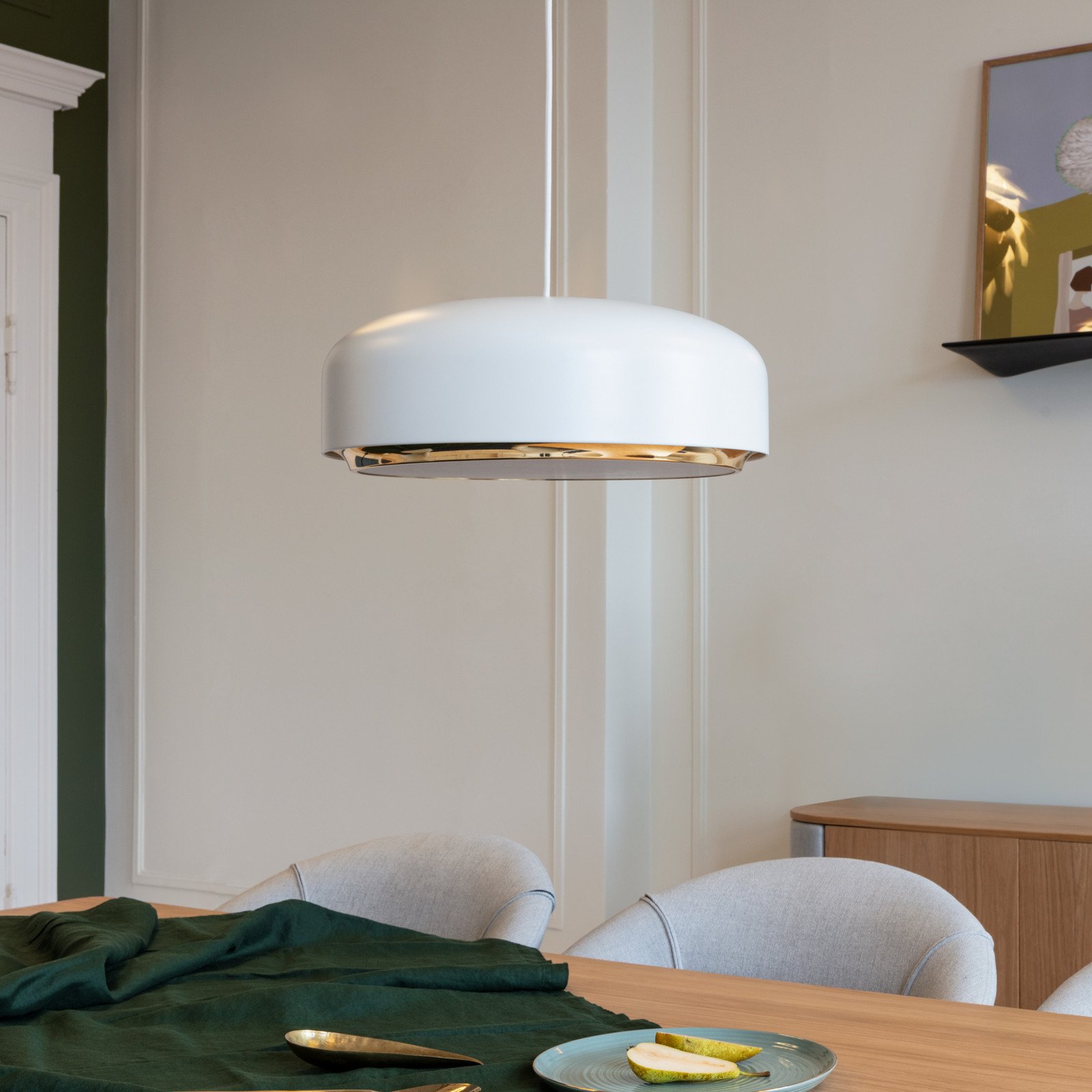 UMAGE Hazel Lampă suspendată Medium albă Ø 40 cm - Camera de zi / sufragerie - design - alb alamă - Metal