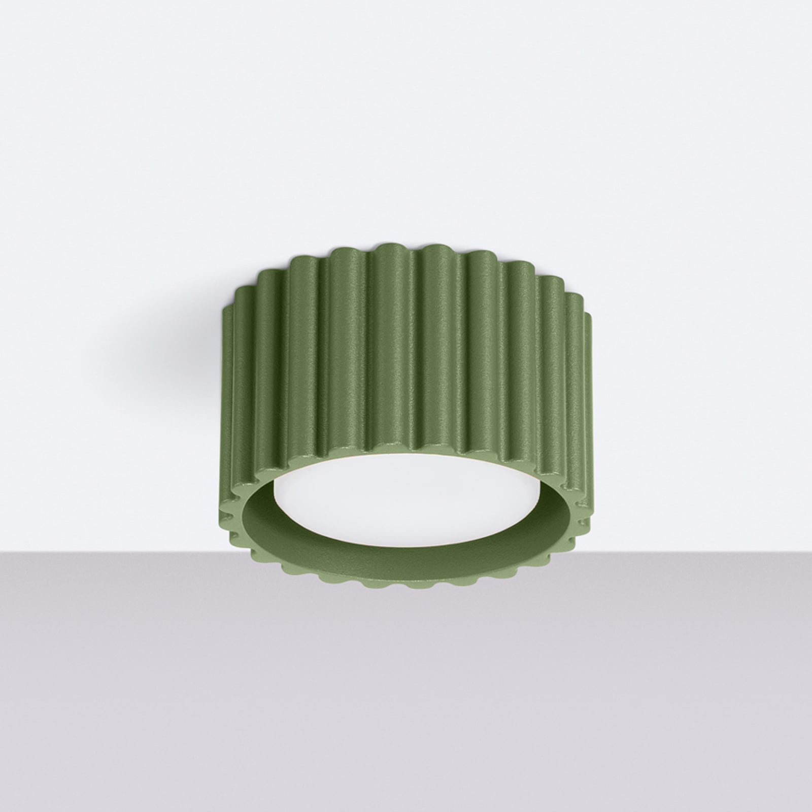 Plafonnier RIBLA, vert olive, Ø 10 cm, métal GX53 - SOLLUX