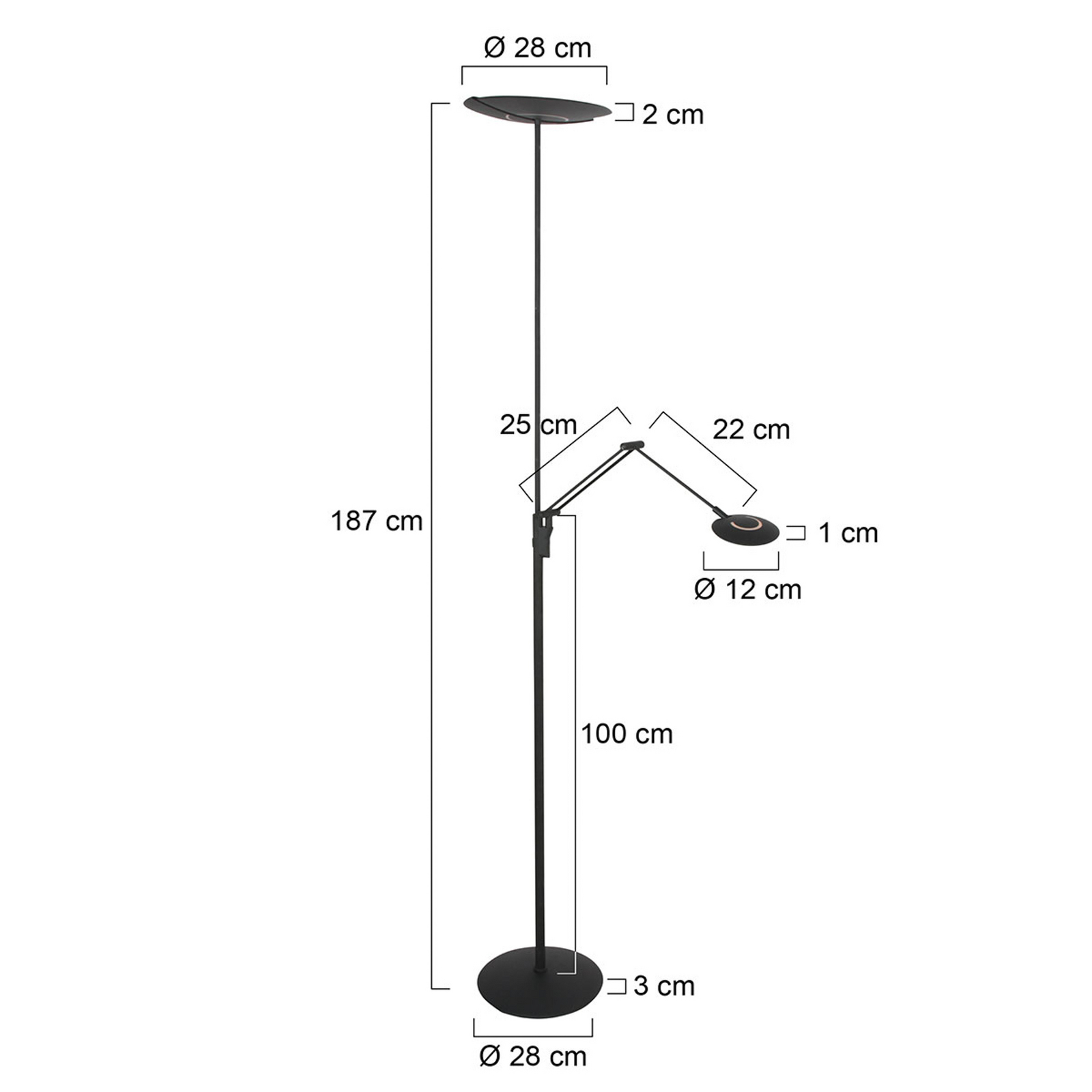 LED vloerlamp Zenith 2 zwart, leeslamp, CCT-afstandsbediening LED vloerlamp Zenith 2 zwart, leeslamp, CCT-afstandsbediening
