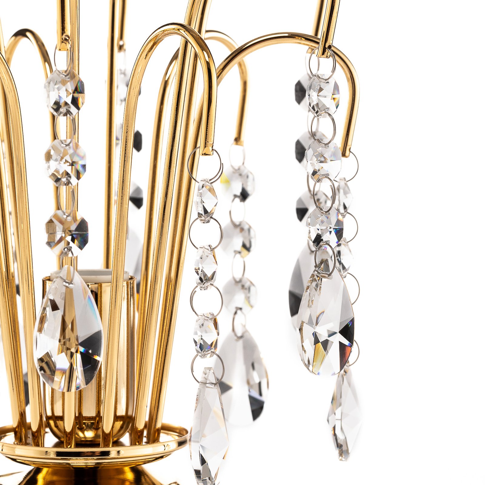 Pioggia bordlampe med krystallregn, 26 cm, gull