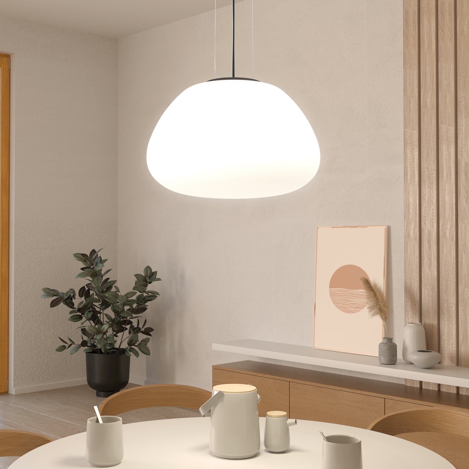 Suspension Balmes, blanche, Ø 42 cm, verre - Stars of Light