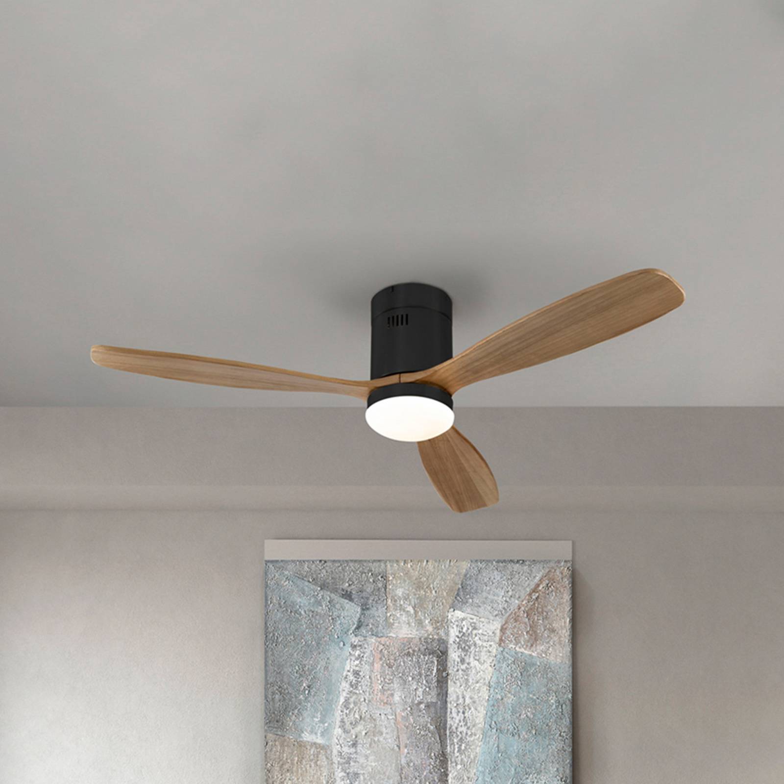 Schuller Valencia LED plafondventilator Siroco, DC, stil, bruin, CCT, dimbaar