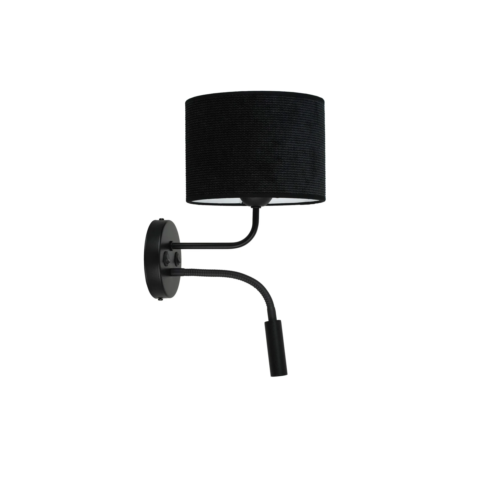 Sienas lampa Roller, melna aukla, melna, ar lasāmo lampiņu