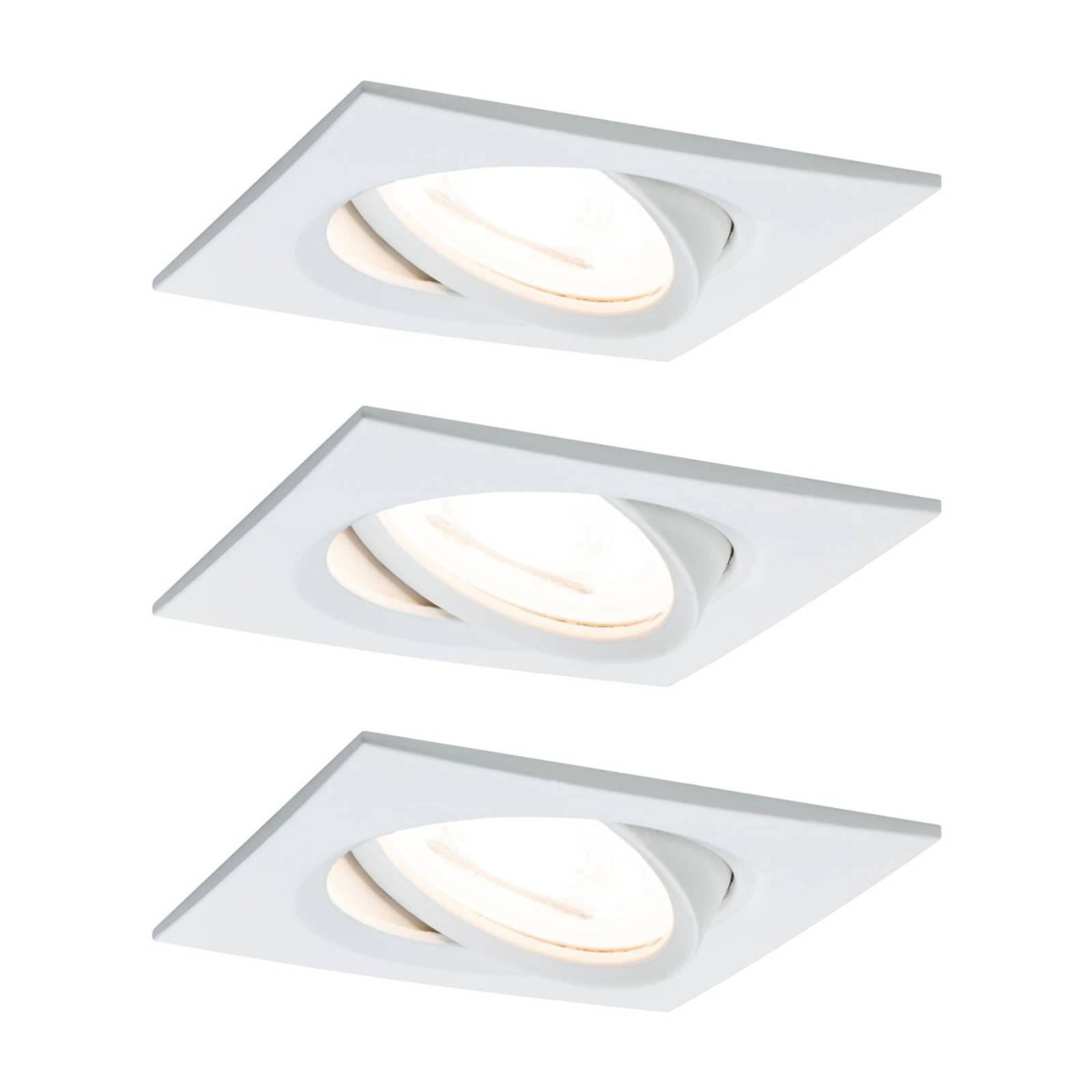 Paulmann Licht Paulmann No. 93472 LED Einbauleuchte Nova eckig 6,5W GU10 Weiß matt 3er-Set dimmbar