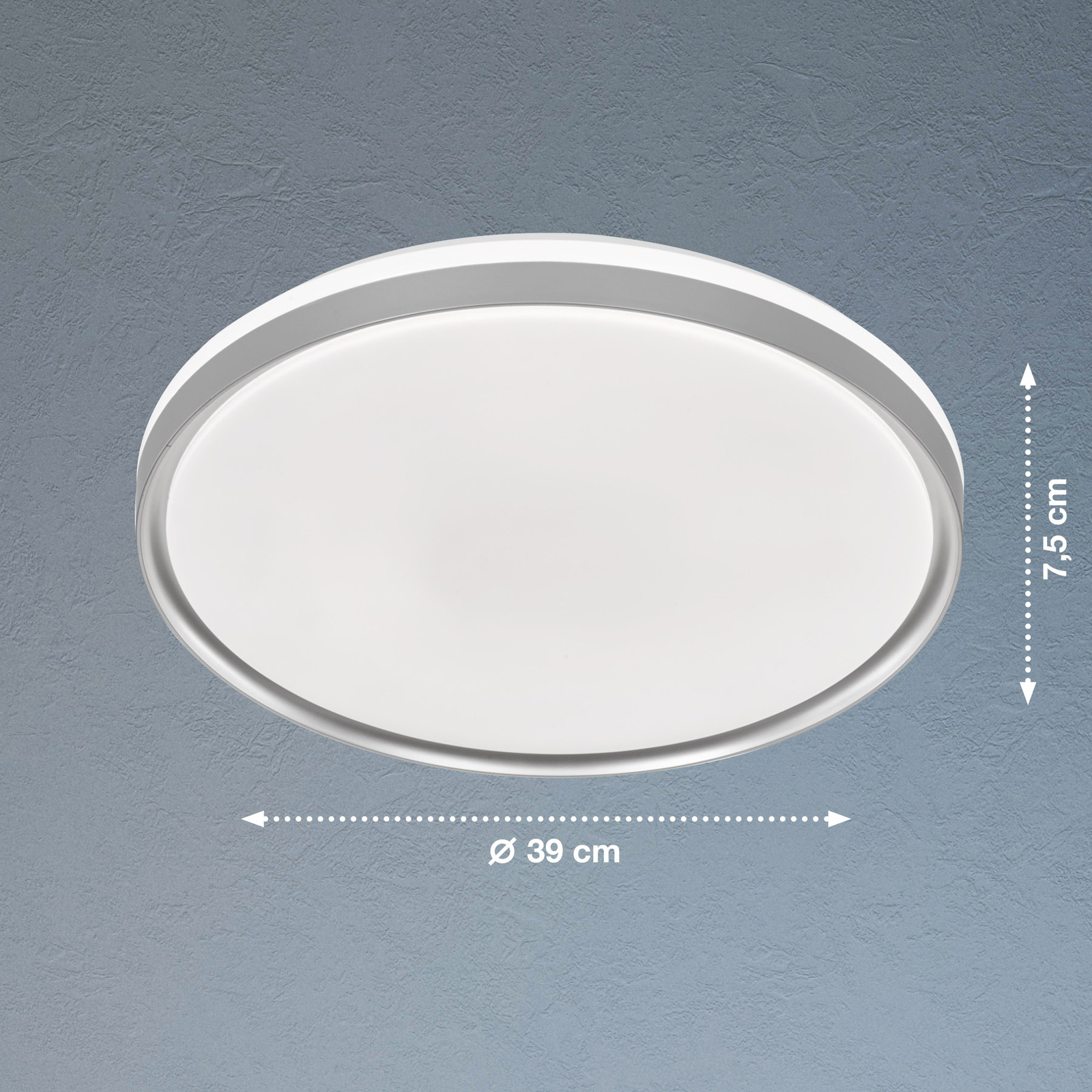 Stropné LED svietidlo Jaso BS, Ø 39 cm, striebro