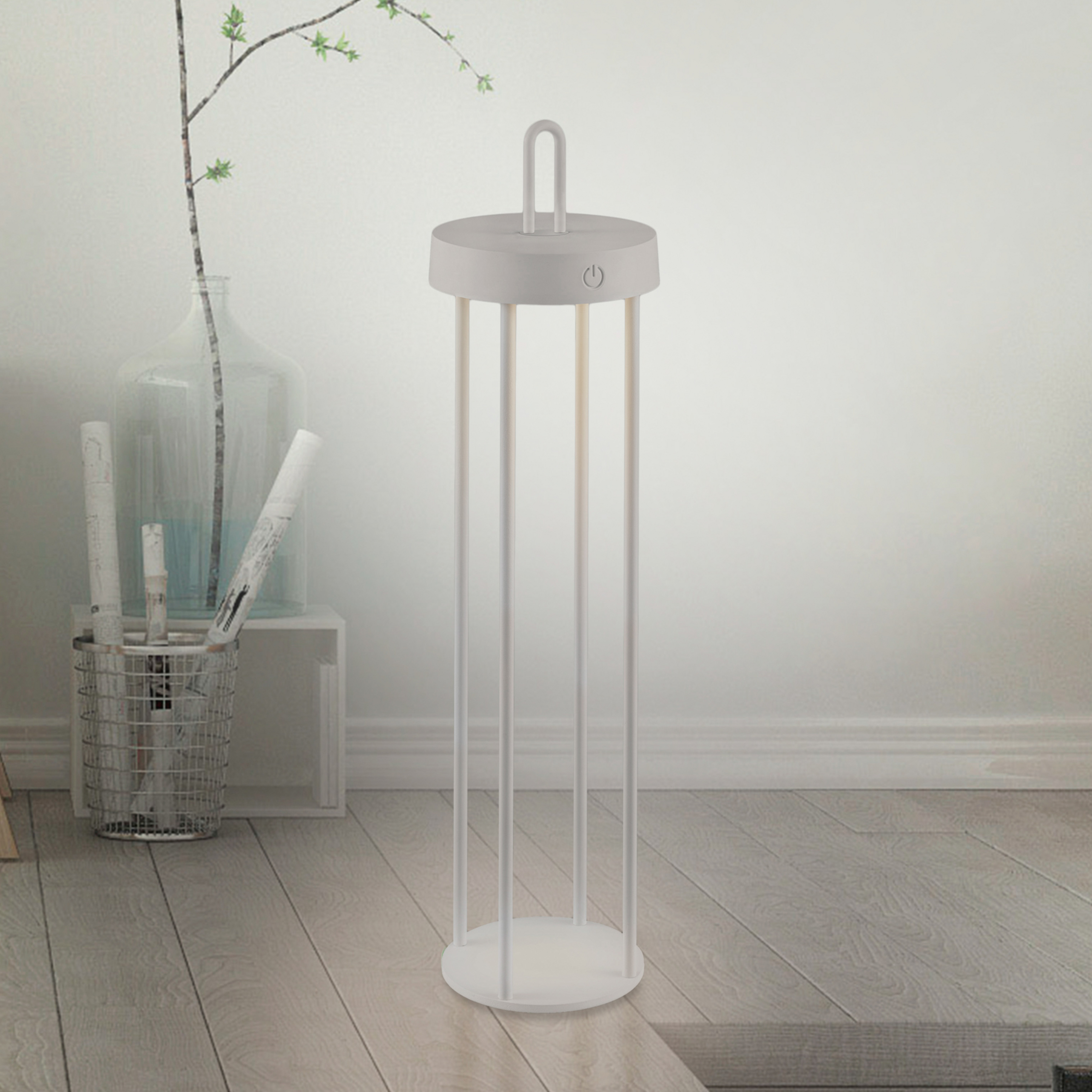 JUST LIGHT. Επαναφορτιζόμενη επιτραπέζια λάμπα LED Anselm γκρι-μπεζ 50cm