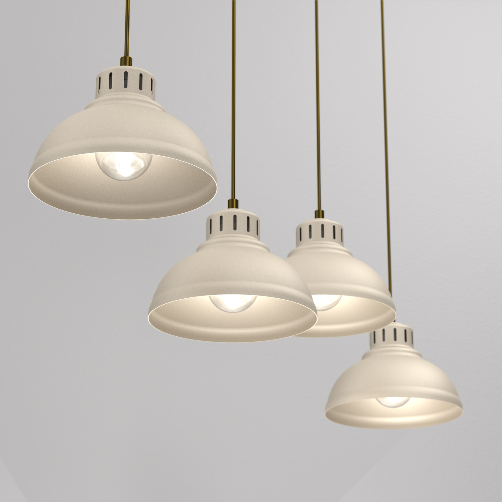 Suspension Sven, 4 lampes, beige, acier