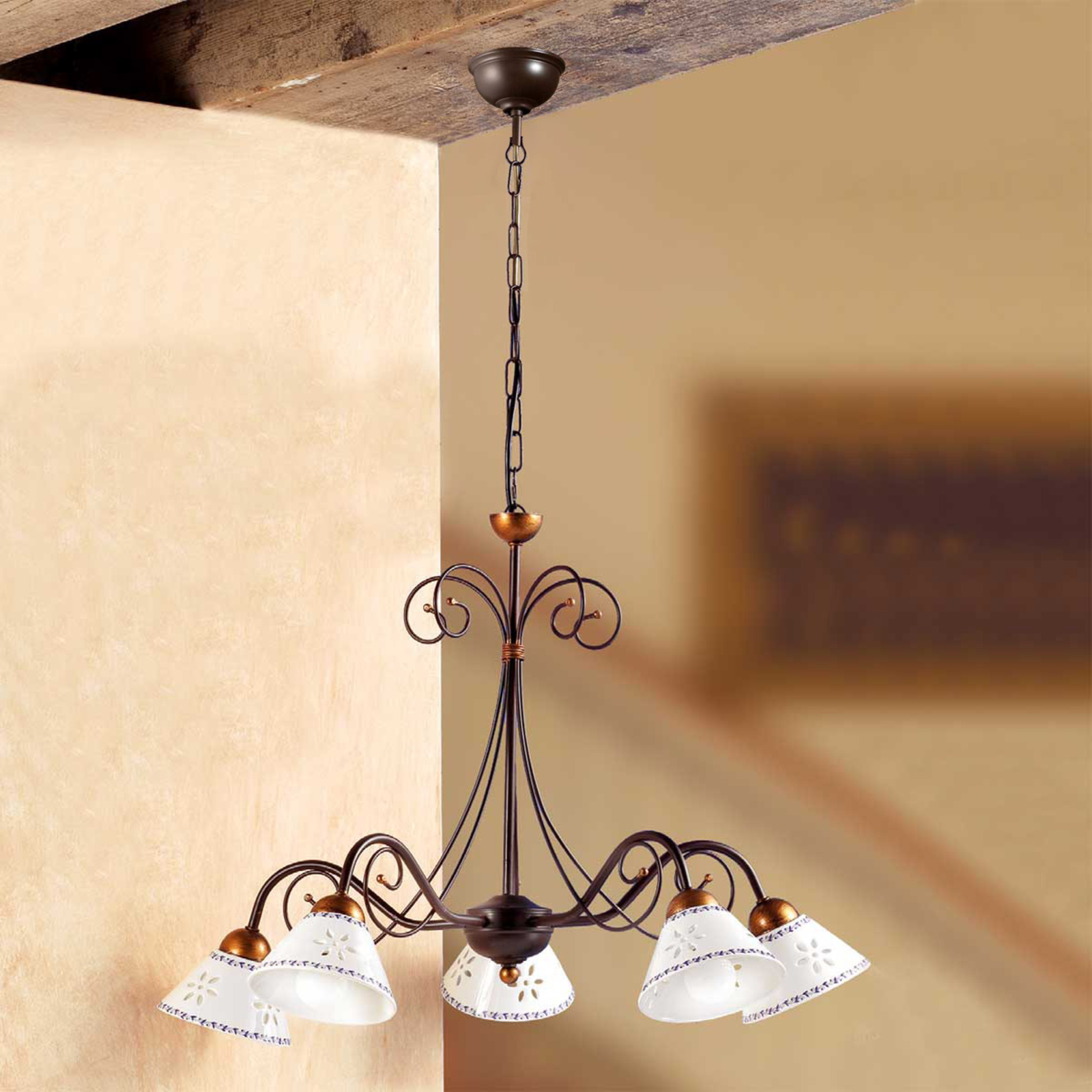Romantisk hængelampe LIBERTY, med 5 lyskilder