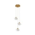 Piatra hanglamp, opaal/messing, 3-lamps, Ø25cm, glas - Lindby