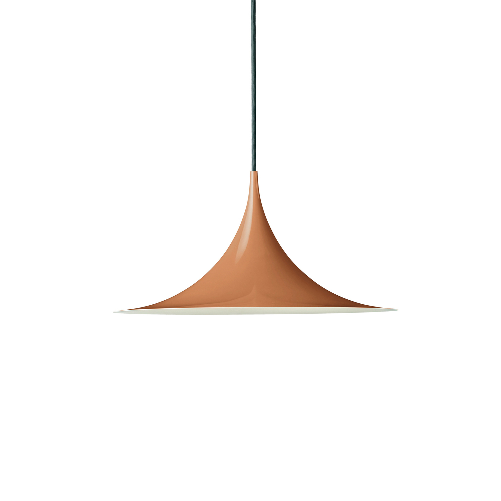 GUBI viseća svjetiljka Semi, Ø 30 cm, sjajna bundeva-hrđavo smeđa