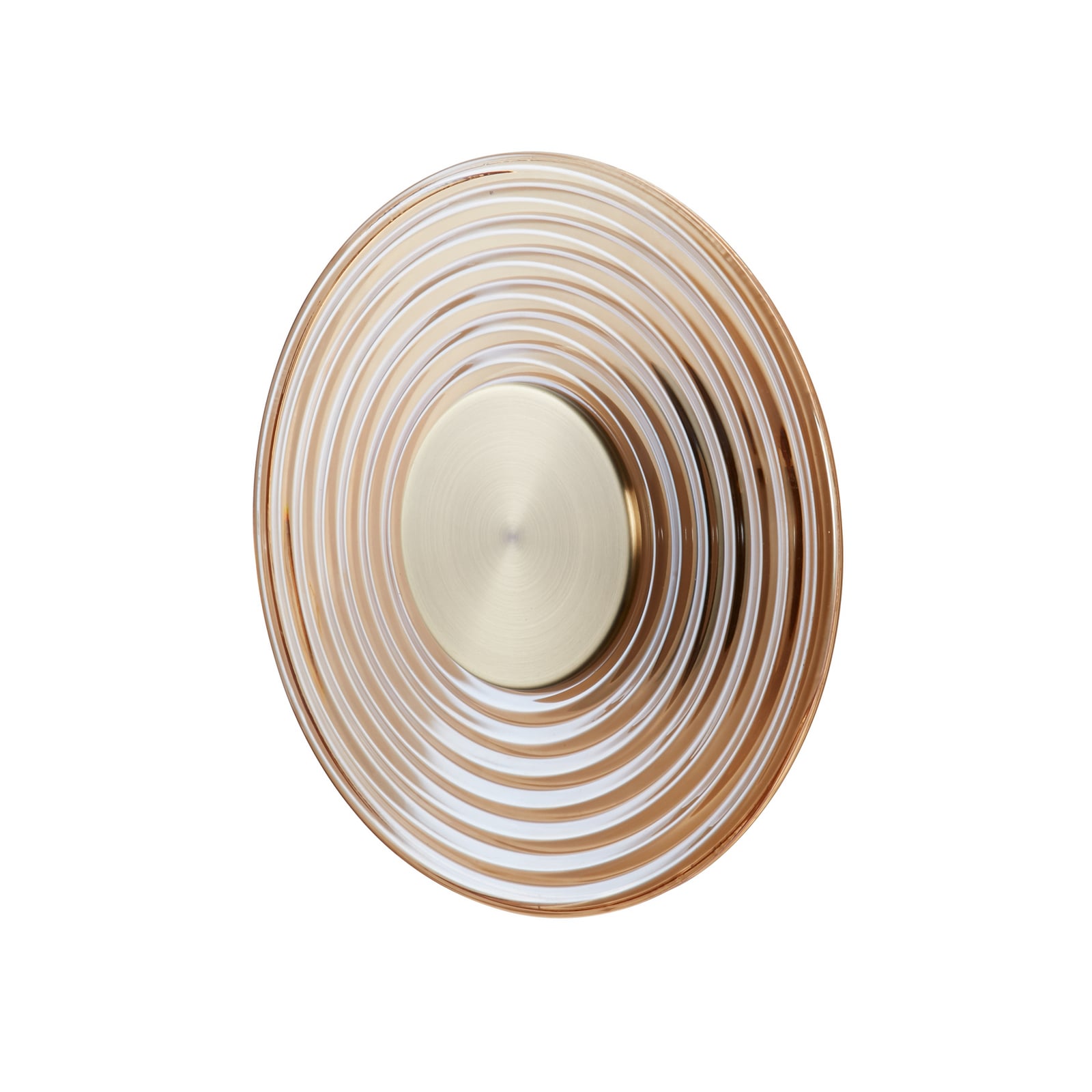 Kinkiet LED Cleo, kolor bursztynowy/mosiężny, Ø 30 cm, szkło Kinkiet LED Cleo, kolor bursztynowy/mosiężny, Ø 30 cm, szkło