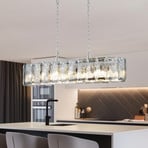 Lampadario Orvin, lineare, cromo, 16 luci, lunghezza 96 cm, vetro