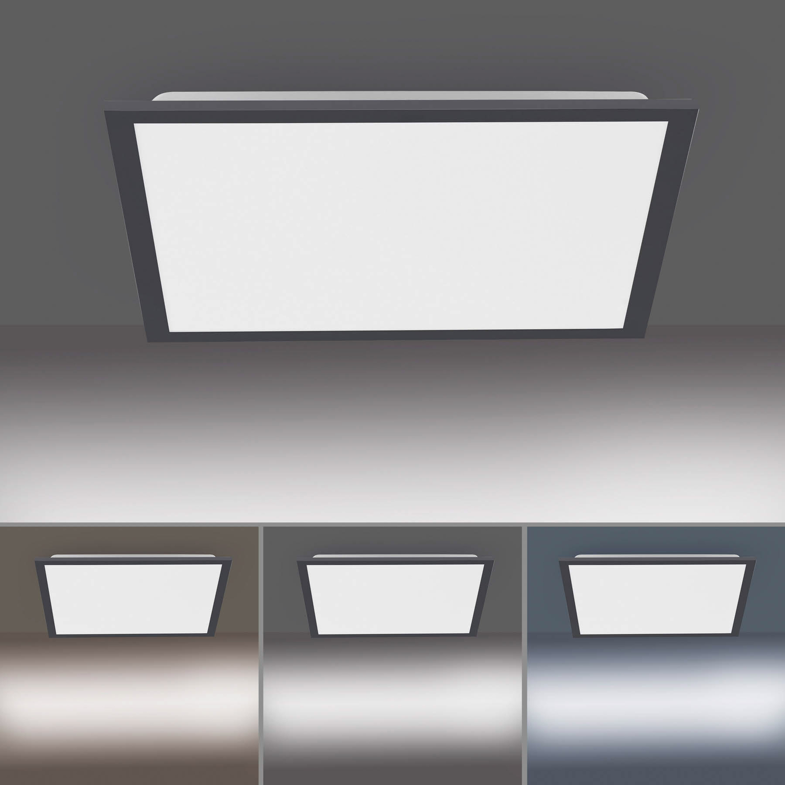 Plafoniera LED Flat, CCT, nero, 45 x 45 cm