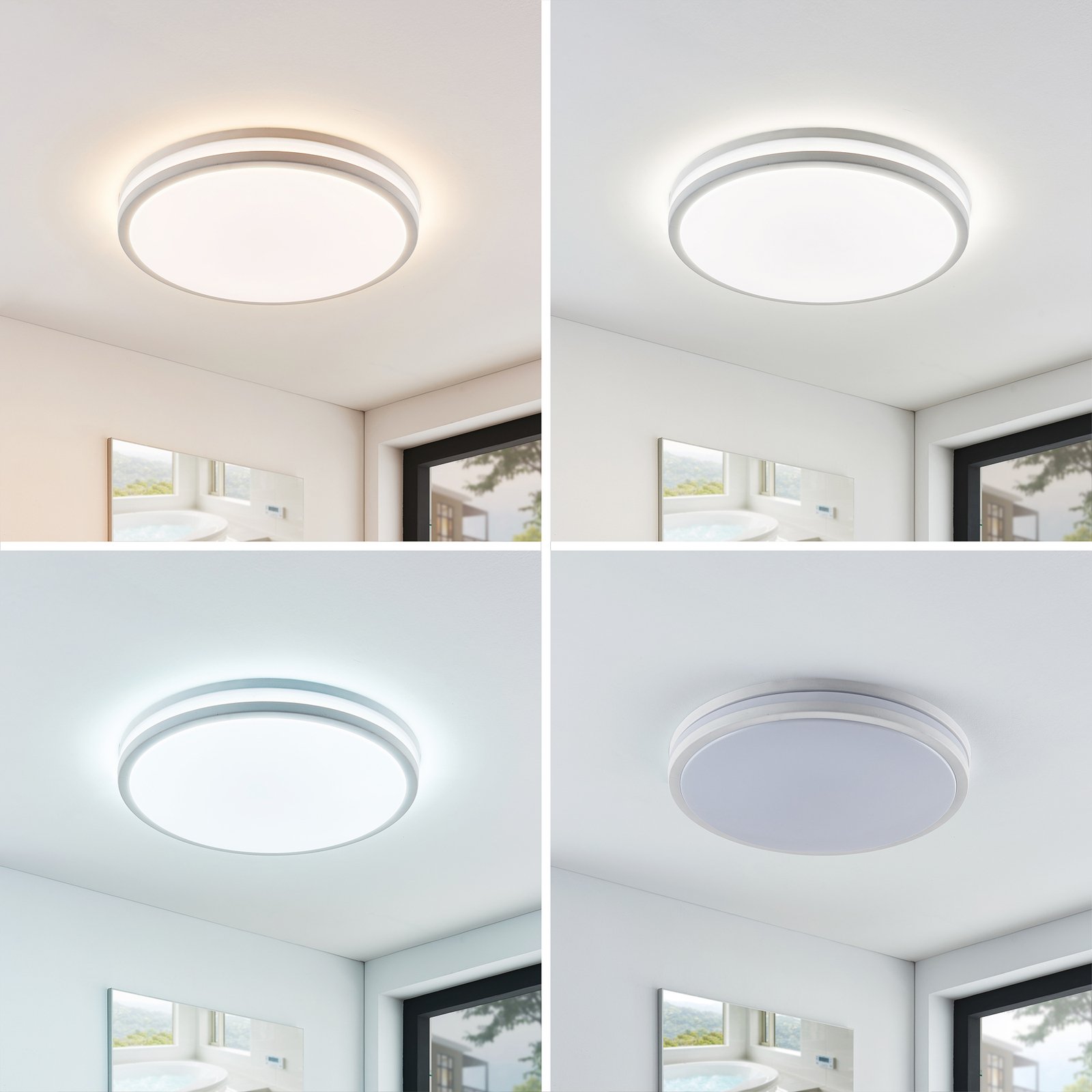 LED-taklampe Arnim i hvitt og rund form