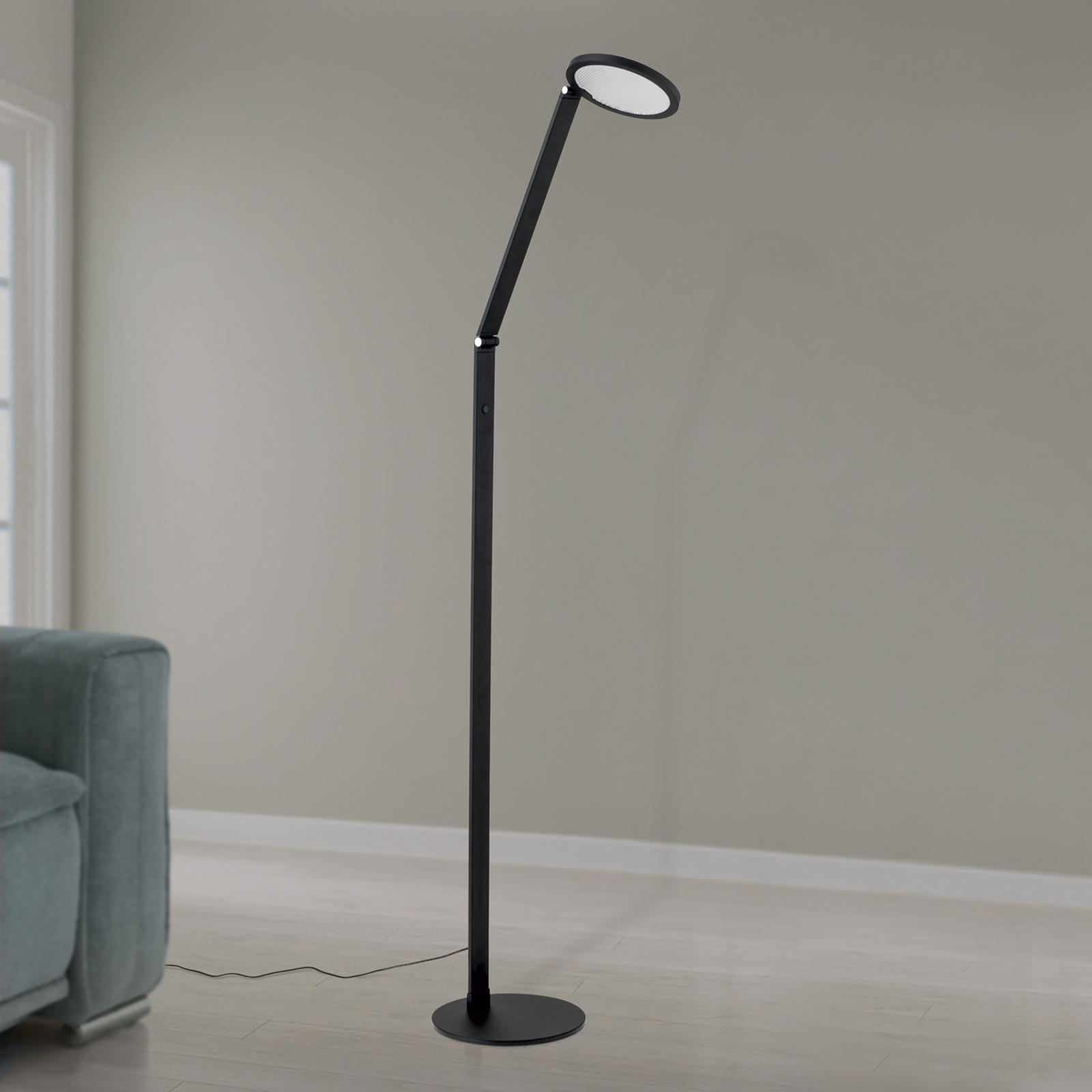 Lampadar LED Fati, înălțime 136 cm, negru, aluminiu, dimabil