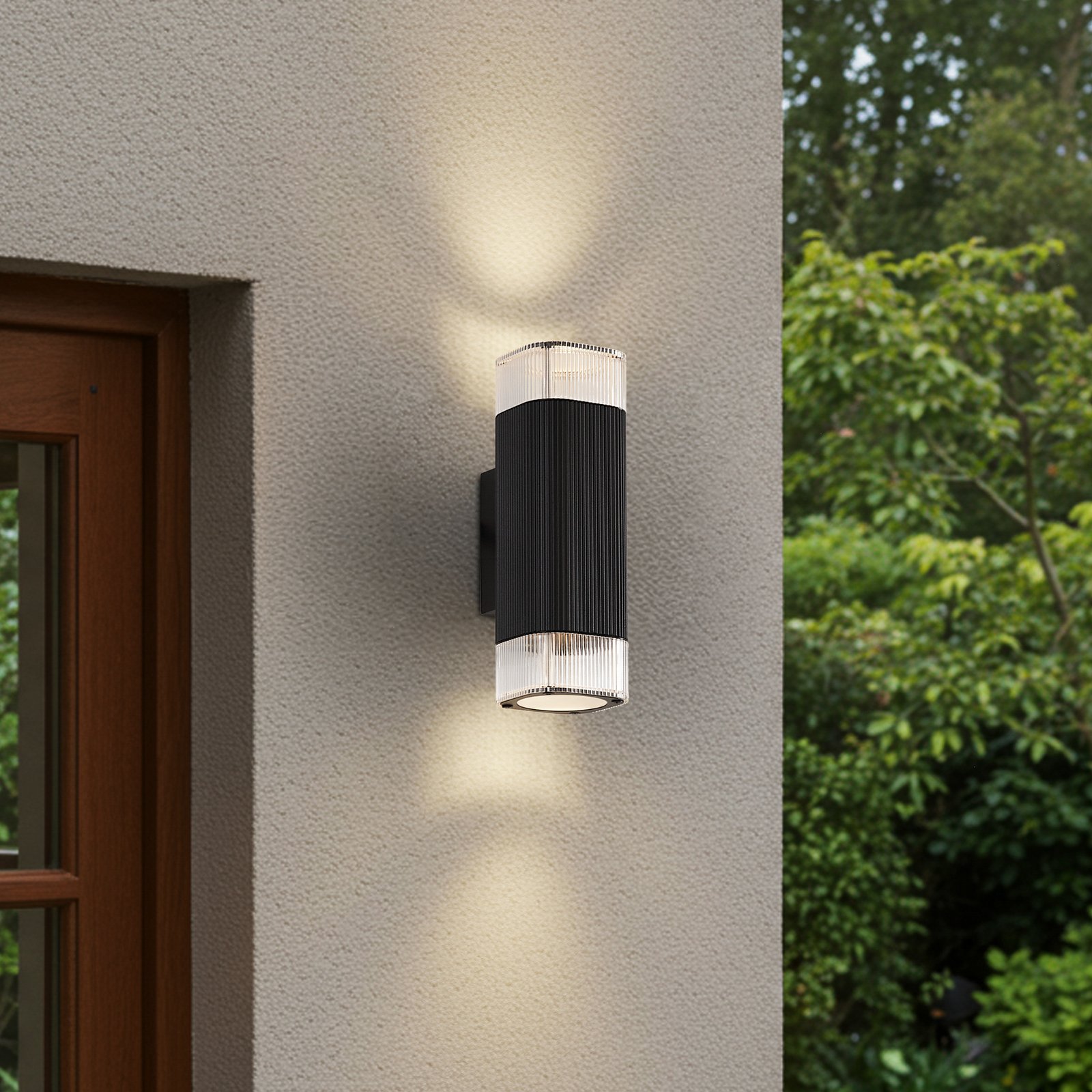 Lindby Außenwandlampe Halvar, schwarz, 24 cm, 2 x GU10, IP65