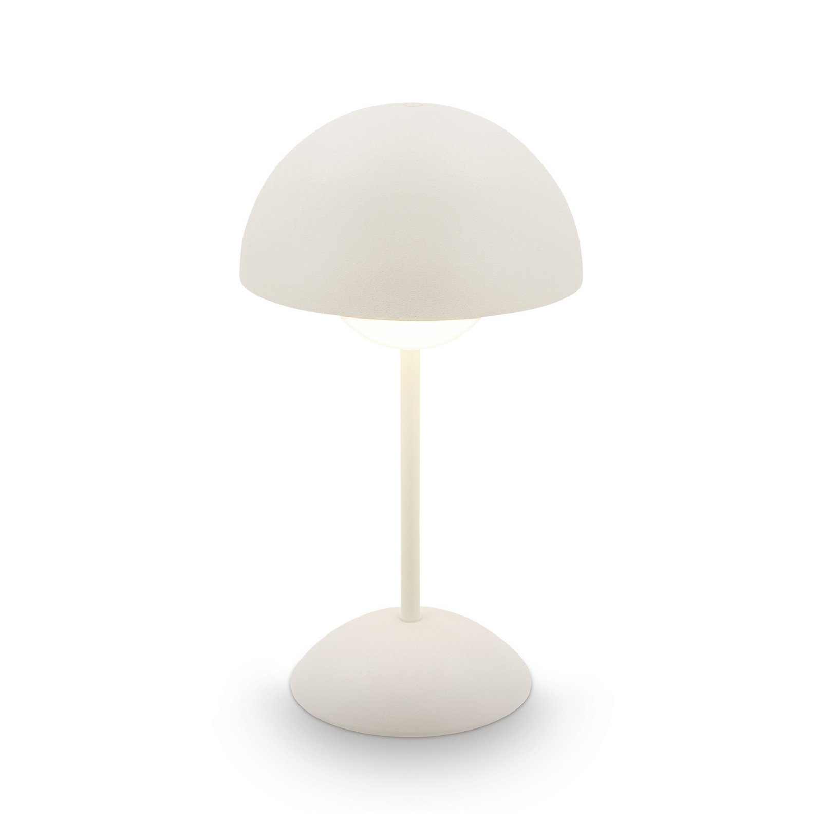 Lampa de masă cu LED și baterie Kugle, albă, metal, IP44, dimabil