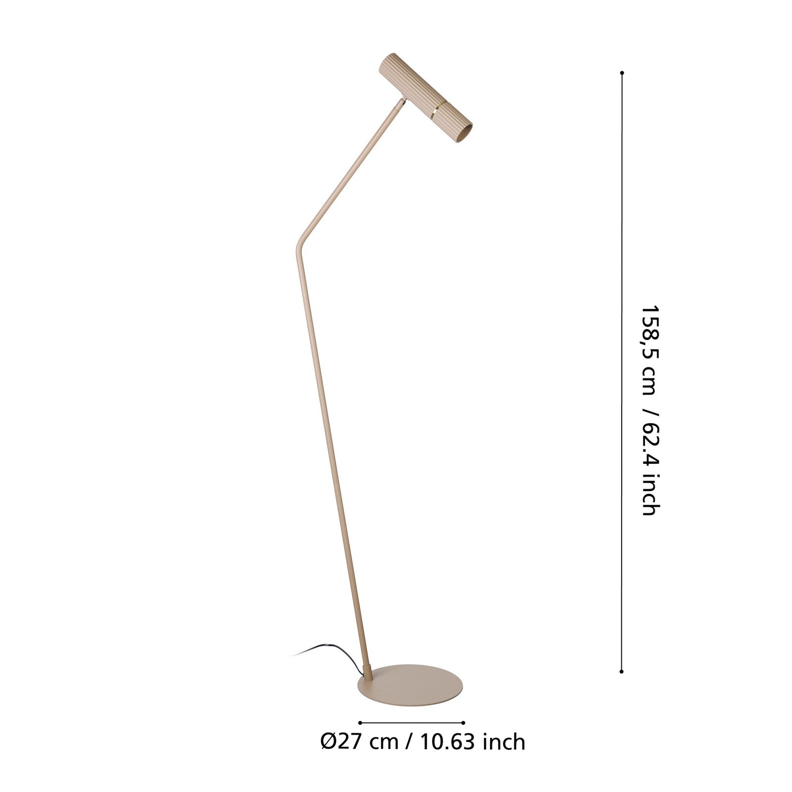 Lampă de podea Caminia LED, înălțime 158,5 cm, culoare nisip, oțel Lampă de podea Caminia LED, înălțime 158,5 cm, culoare nisip, oțel