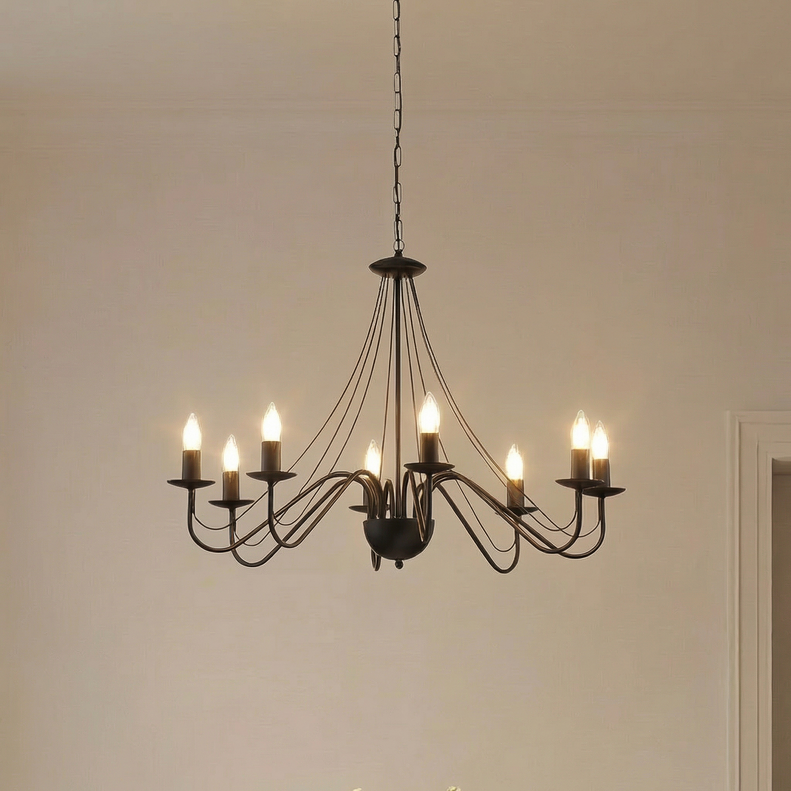 Lustre Malbo, noir, métal, à 8 lampes, E14