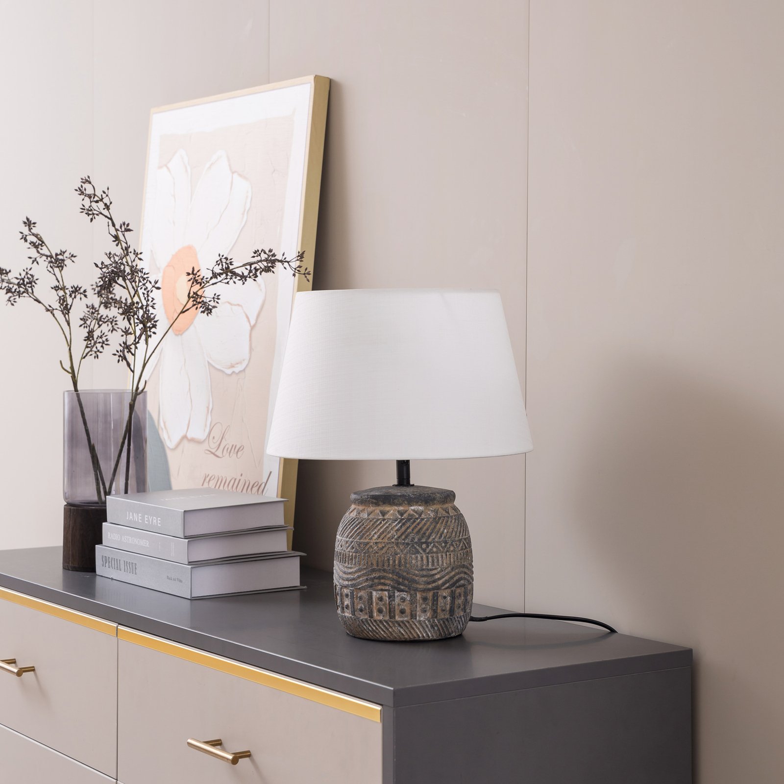Aelith Stolní Lampa Ø30 Bílá/Šedá - Lindby