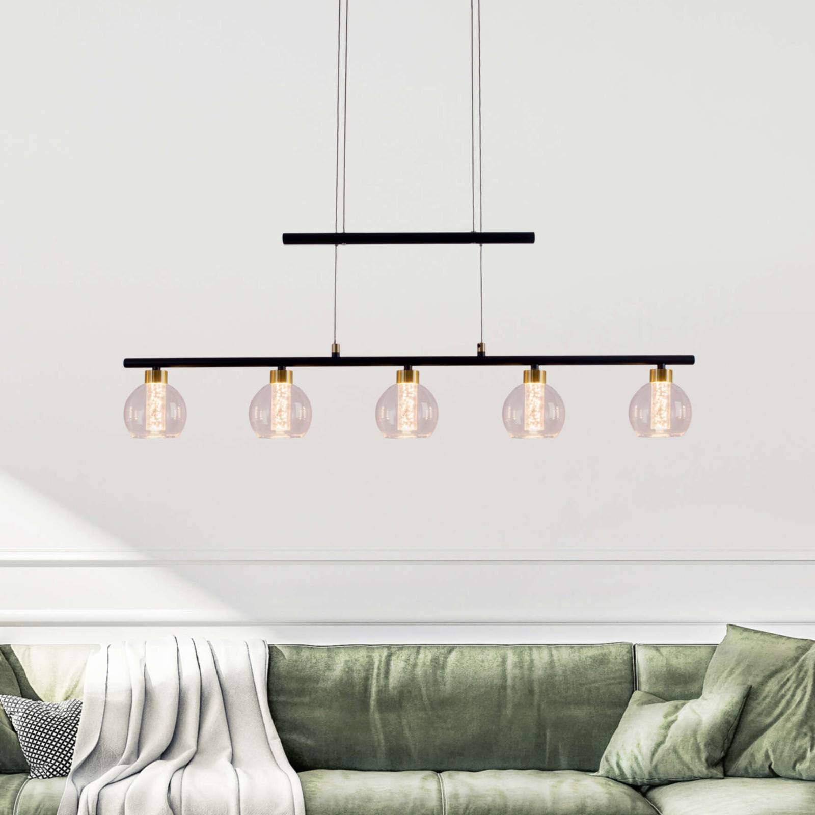 Näve Suspension LED Brass à 5 lampes hauteur réglable