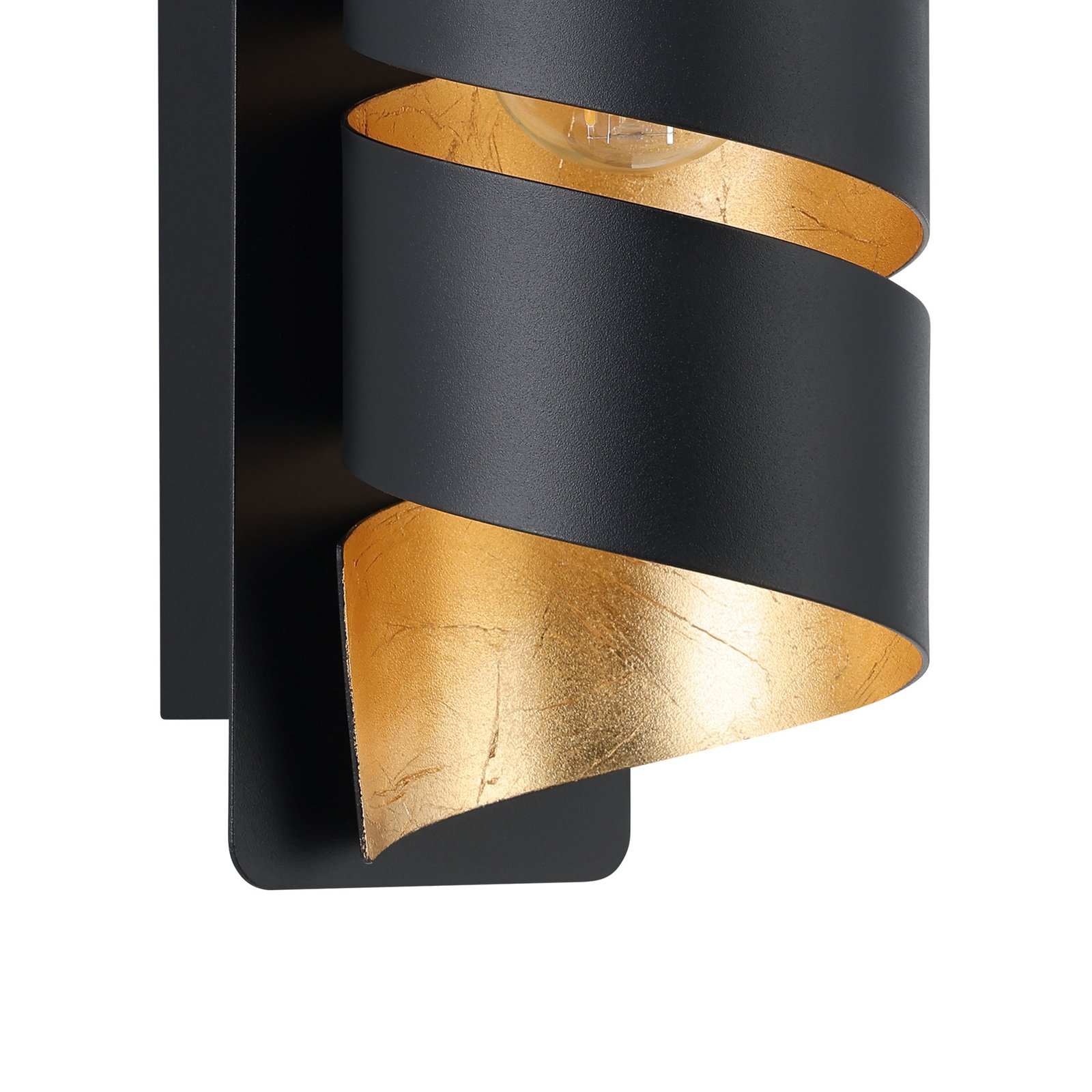 Elizondo fali lámpa, csavart, fekete/arany