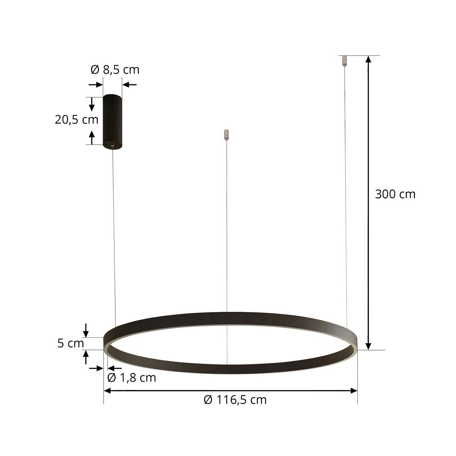 Arcchio Answin lampa wisząca LED 88 W czarna
