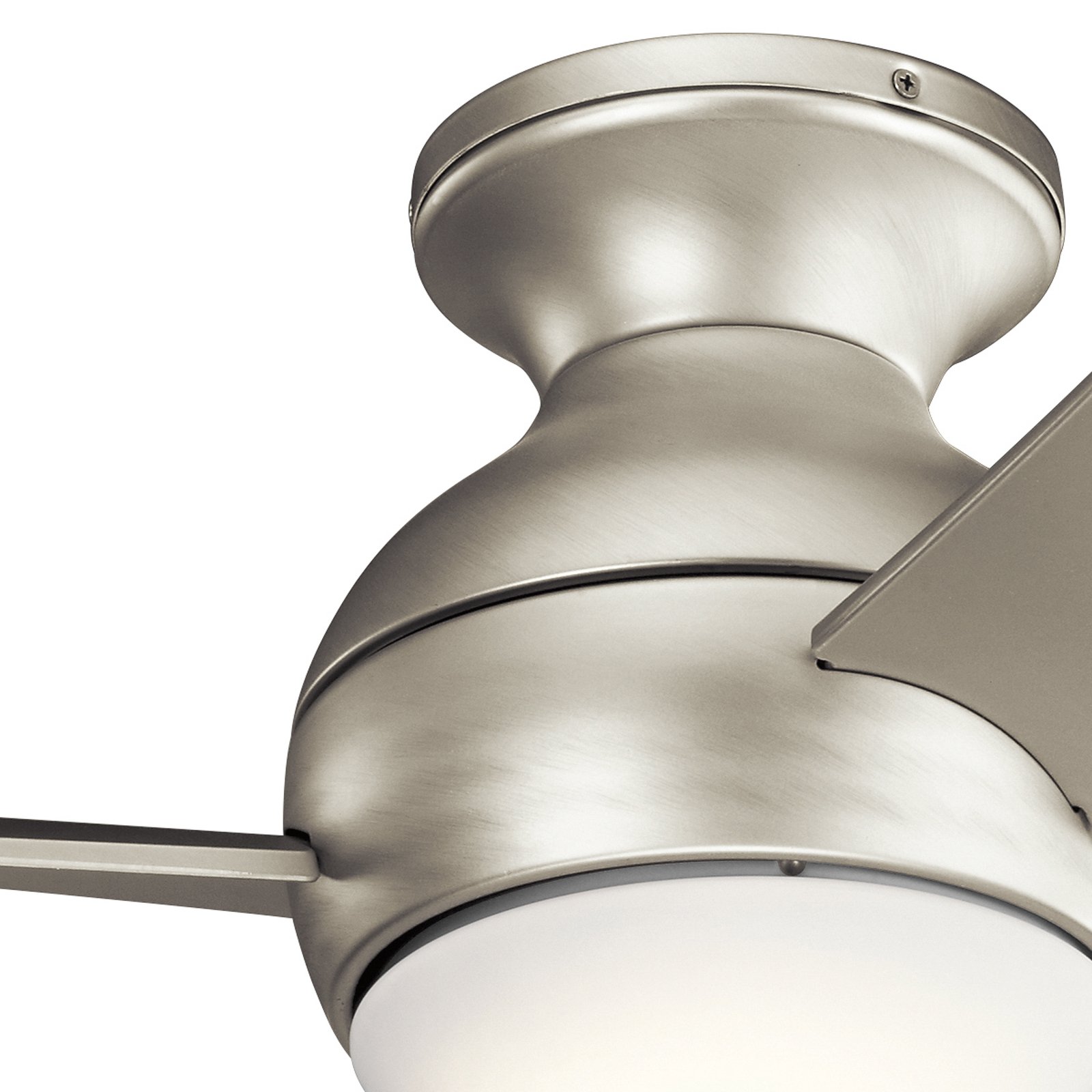 Sola LED ceiling fan, IP23 nickel