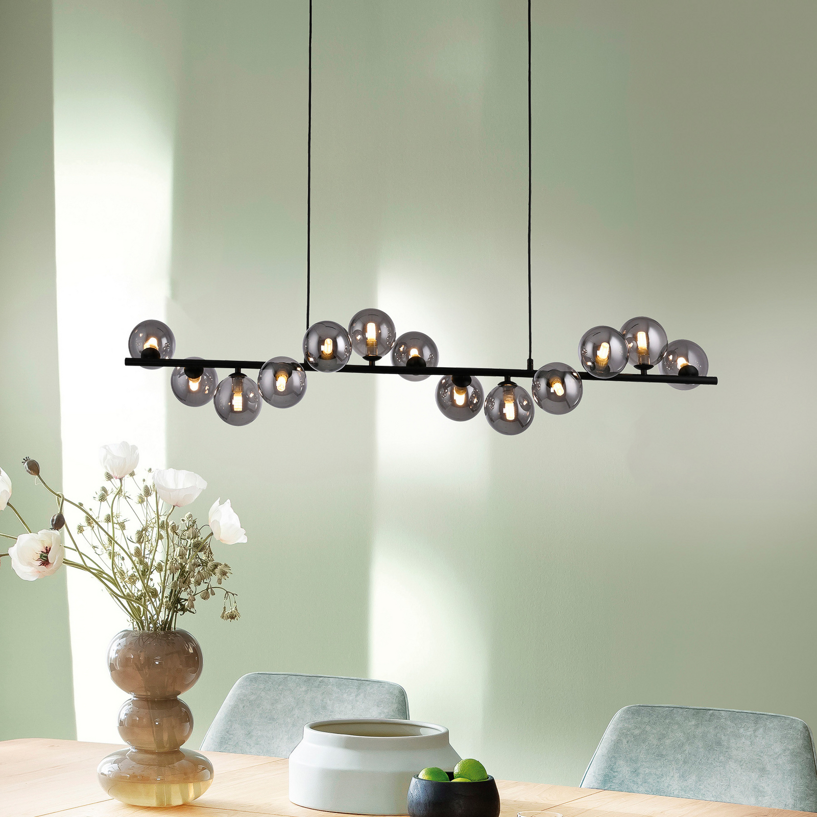 Schöner Wohnen viseča svetilka Dubai, dimno steklo, 13-žarnicna, G9 Schöner Wohnen viseča svetilka Dubai, dimno steklo, 13-žarnicna, G9