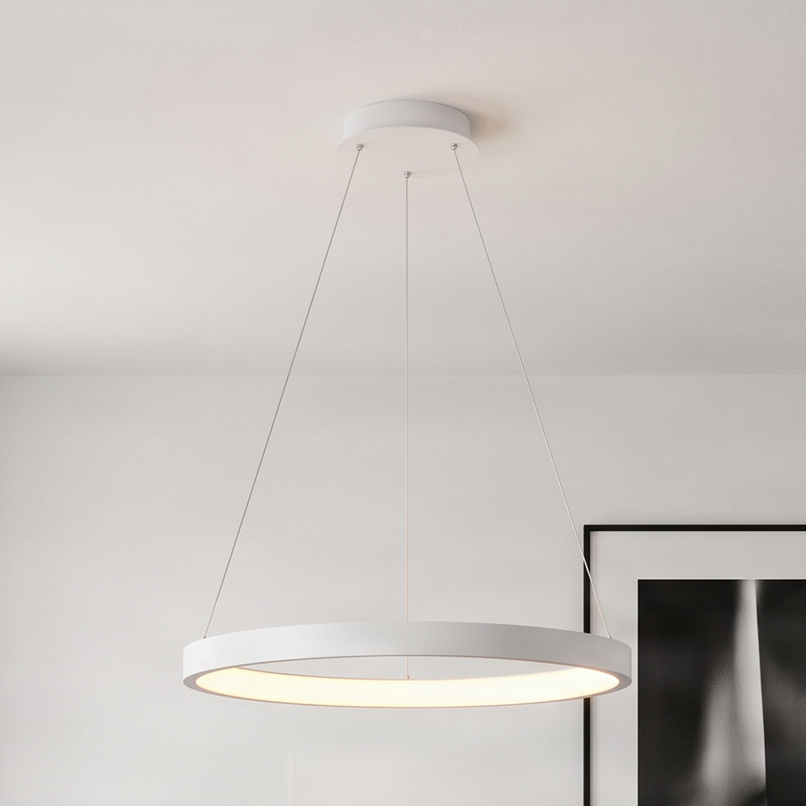 Żyrandol LED Arcchio Albiona, biały, 1 pierścień, Ø 60 cm