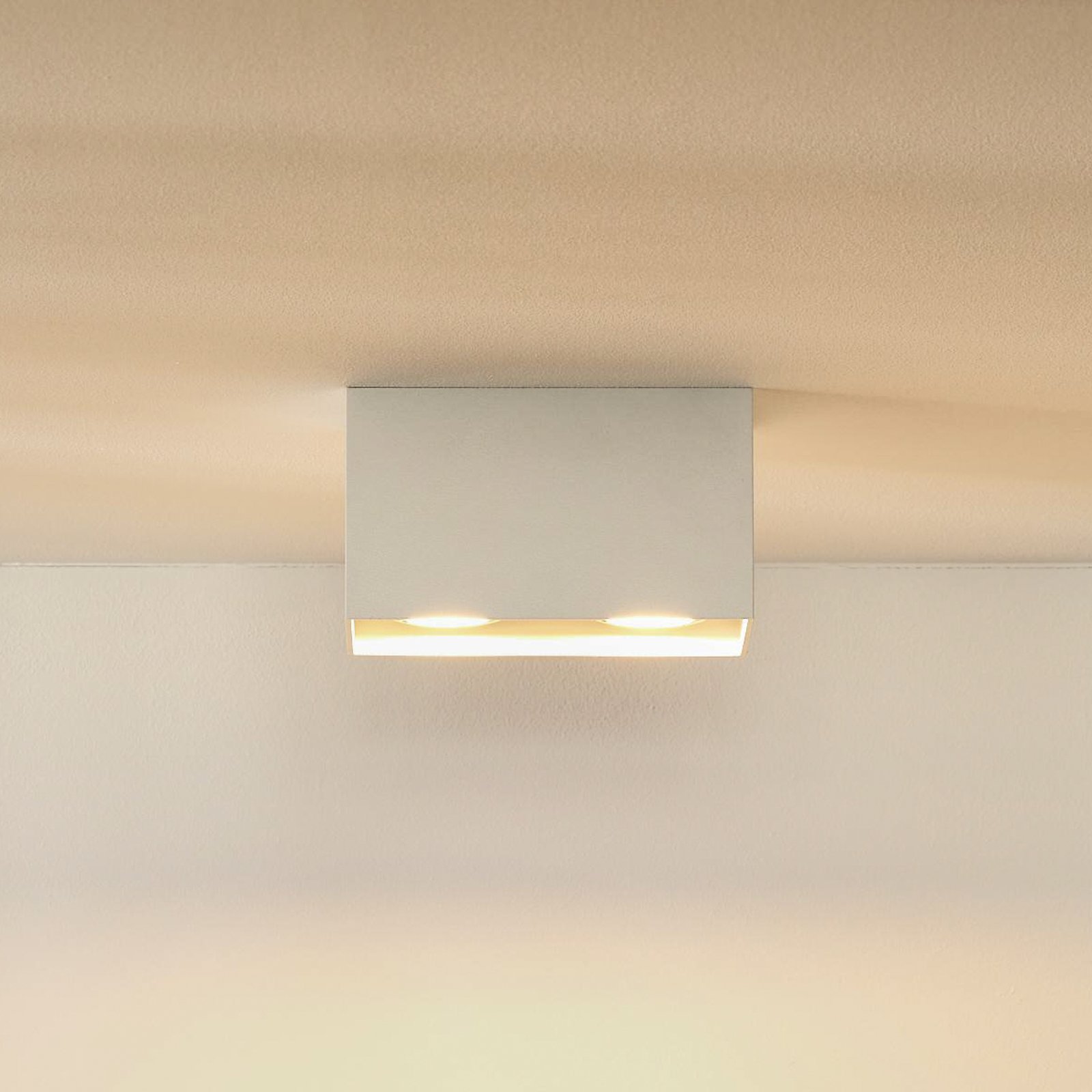 Spot pour plafond Bodi, angulaire, blanc, GU10, à 2 lampes, aluminium