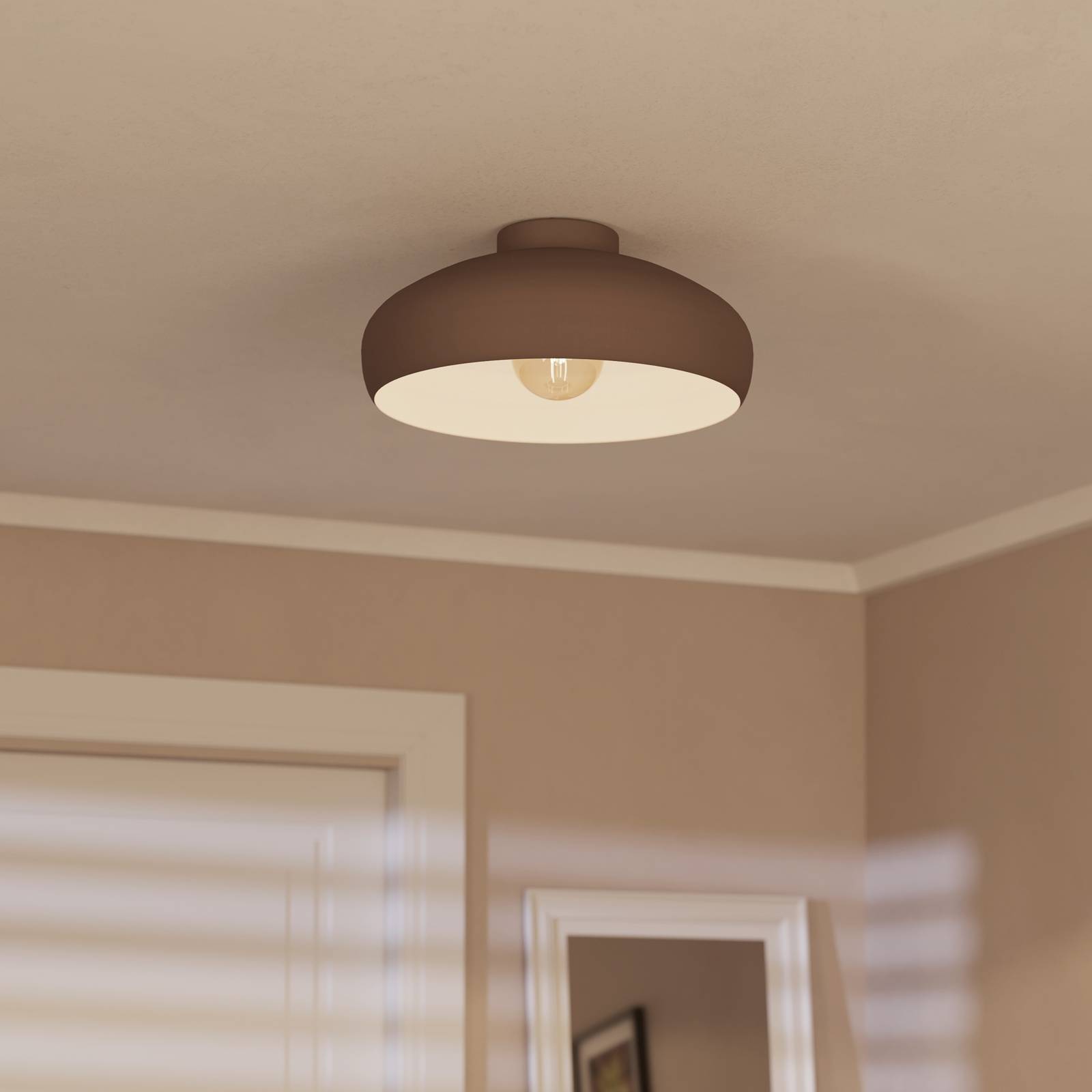 Deckenleuchte Mogano, Ø40cm, kaffeebraun günstig online kaufen
