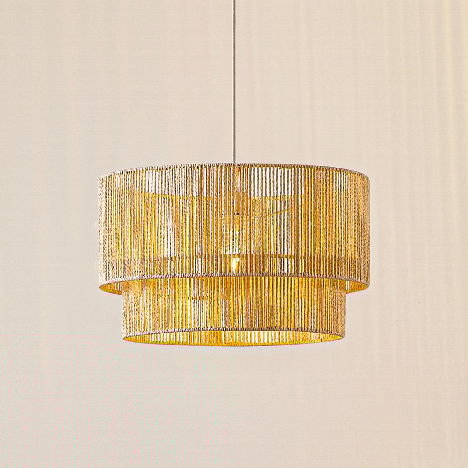 Lindby Hängeleuchte Anuva, Ø 45 cm, beige, Papier, E27